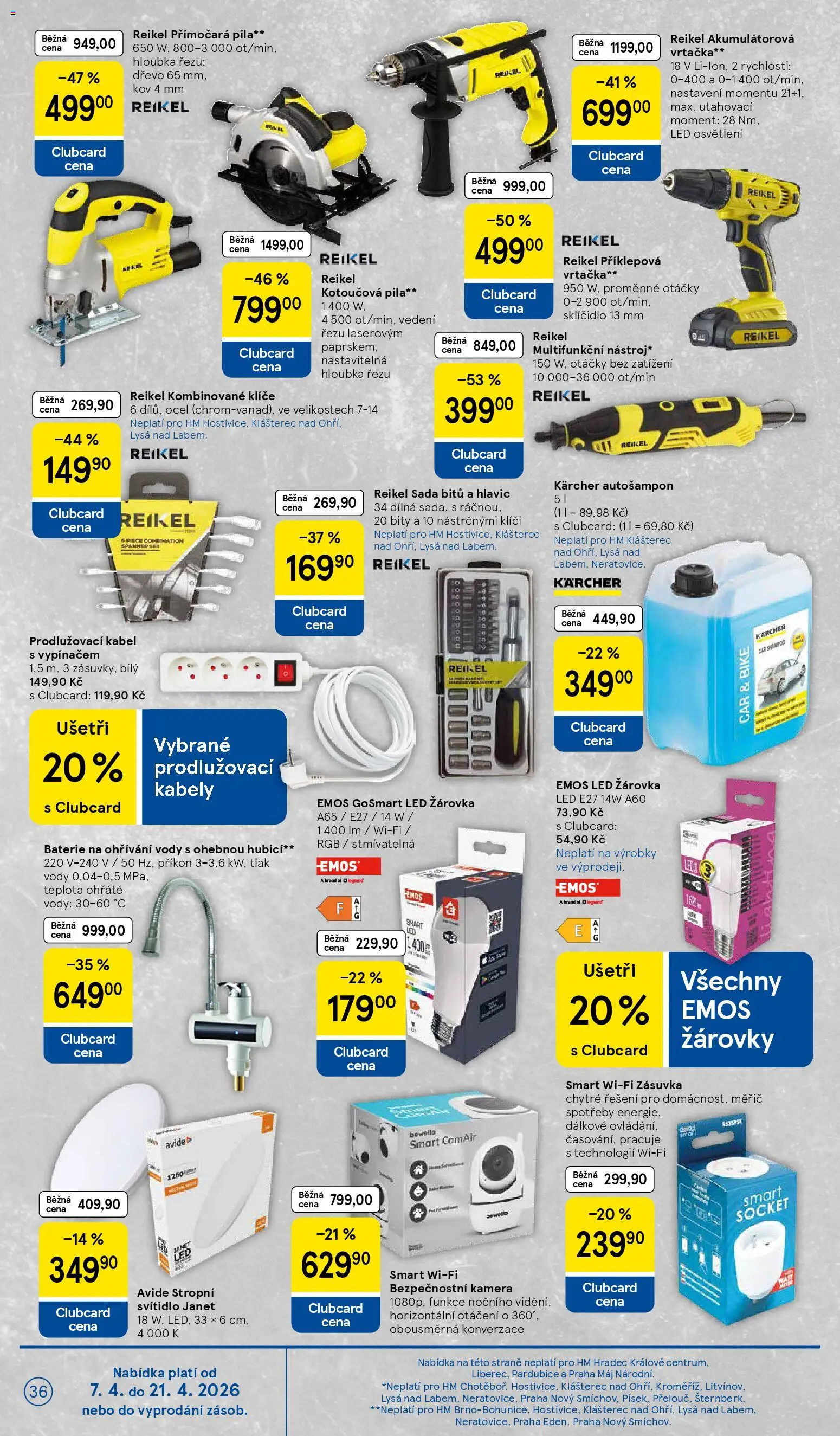 Tesco leták - Hypermarket od 07.04.2026 | Strana: 36 | Produkty: Kotoučová pila, Kamera, Pila, Přímočará pila