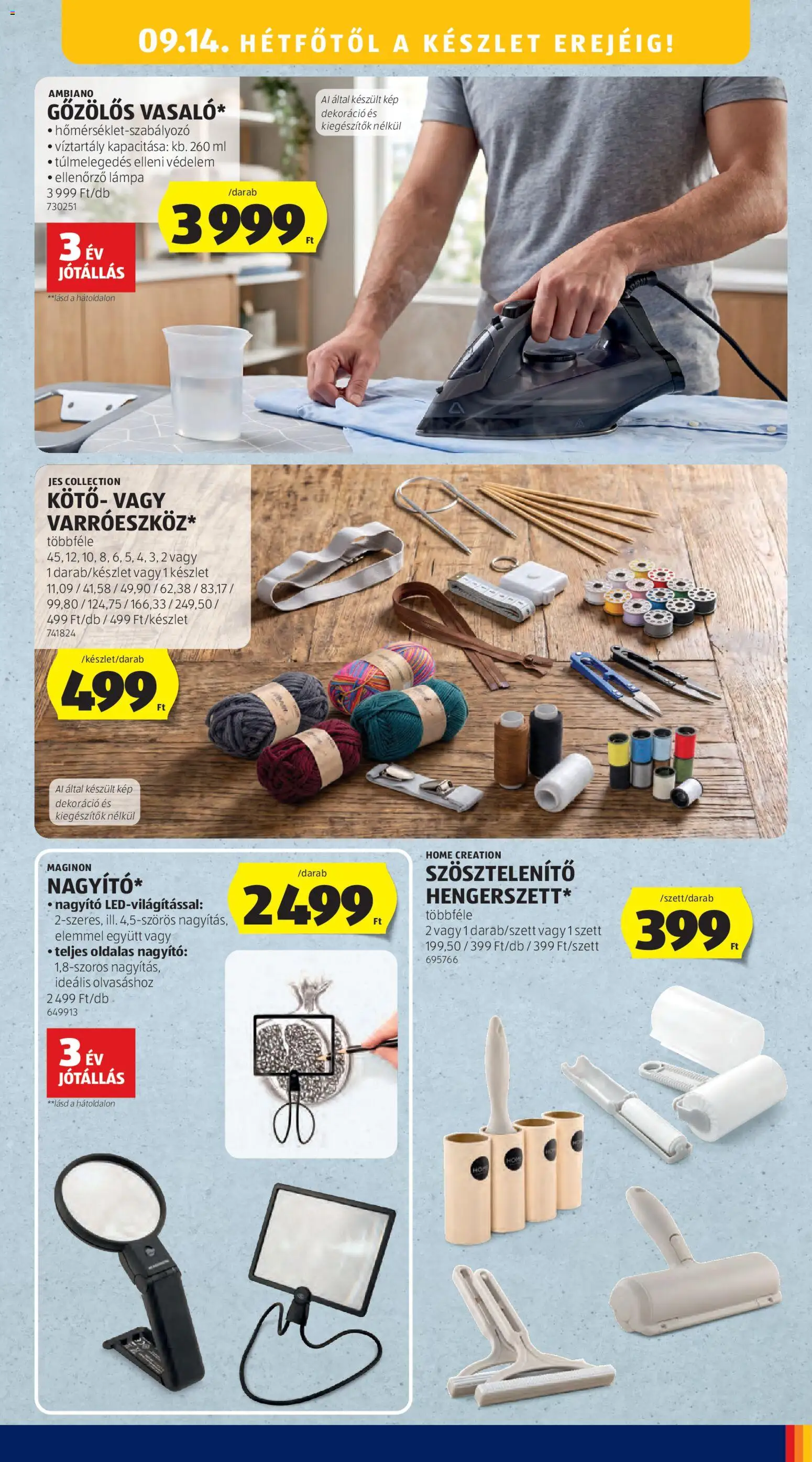 Aldi akciós ujság - amely érvényes a következő dátumtól: 2026.09.10. | Oldal: 17 | Termékek: Oldalas, Roller, Lámpa, Dekoráció