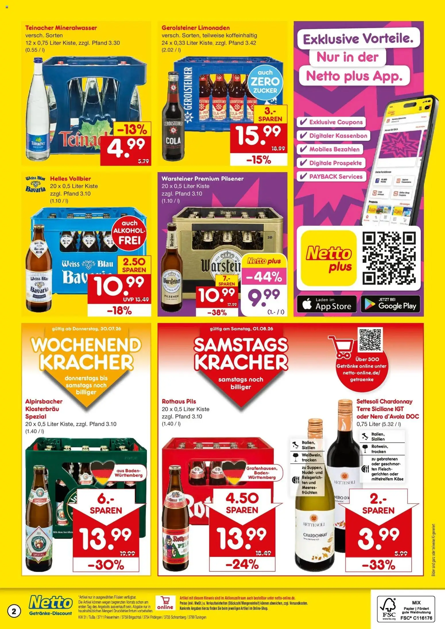 Netto Marken-Discount Prospekt Brigachtal – gültig ab 27.07.2026 | Seite: 2 | Produkte: Cola, Bilder, Warsteiner, Gerolsteiner