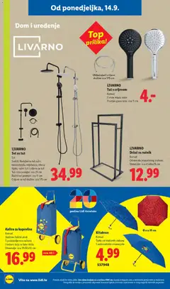 LIVARNO Tuš s crijevom, Komad 3 vrste mlaza vode Promjer glave tuša: cca 11 cm - Pregled kataloga iz trgovine Lidl, vrijedi od 14.09.2026 | Stranica: 30