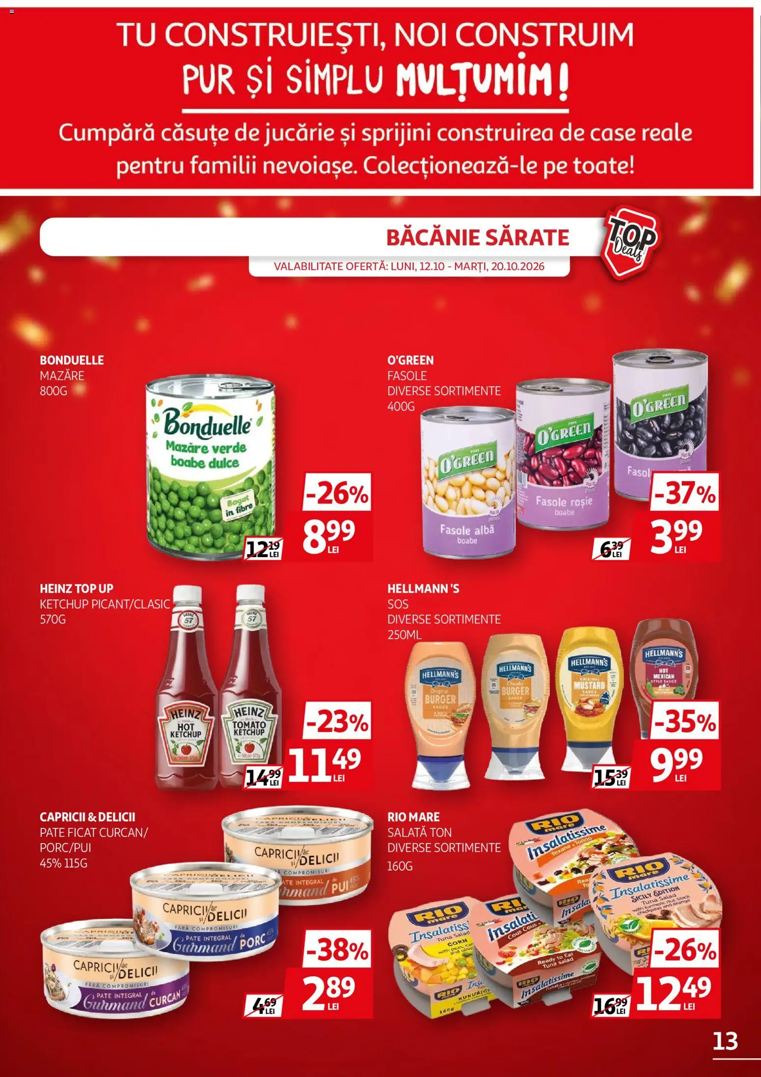 Noul catalog Auchan – valabil de la 12.10.2026 | Pagină: 13 | Produse: Mazăre, Alba, Ketchup, Burger