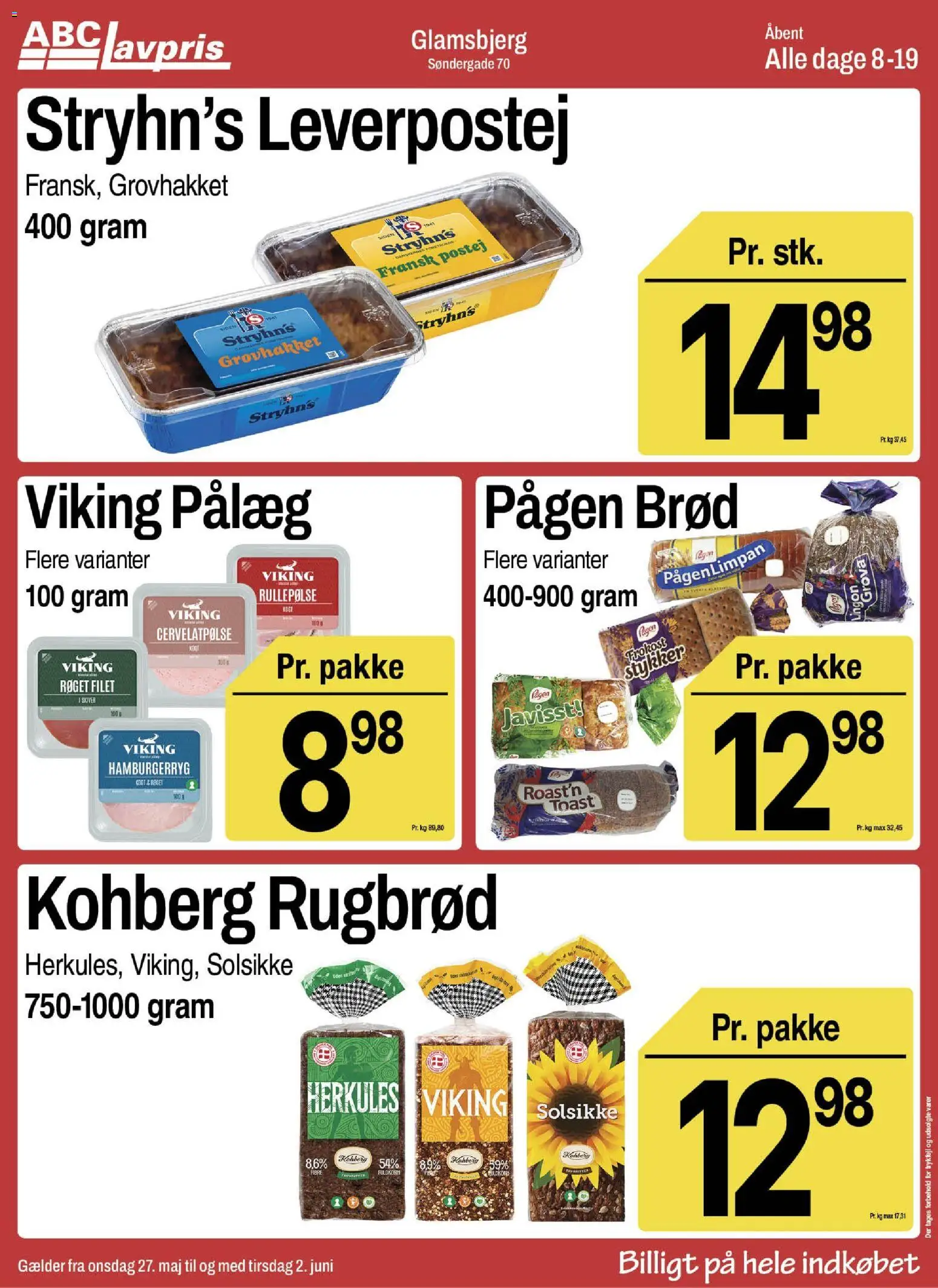Abc Lavpris tilbudsavis – gyldig fra 27.05.2026 | Side: 5 | Produkter: Brød, Rullepølse, Rugbrød, Hamburgerryg