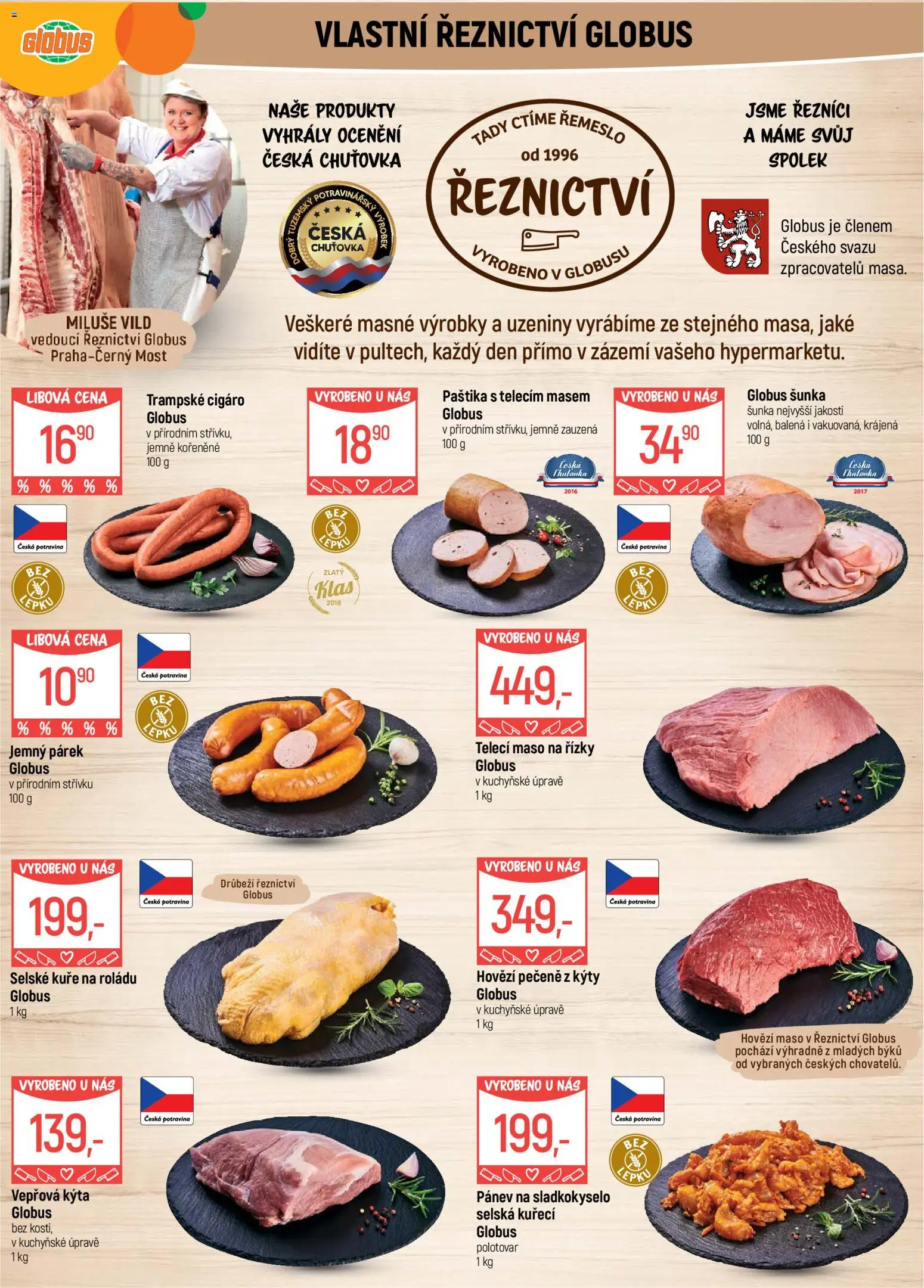 Globus leták - Praha Černý Most od 10.06.2026 | Strana: 3 | Produkty: Hovězí, Šunka, Pánev, Vepřová Kýta