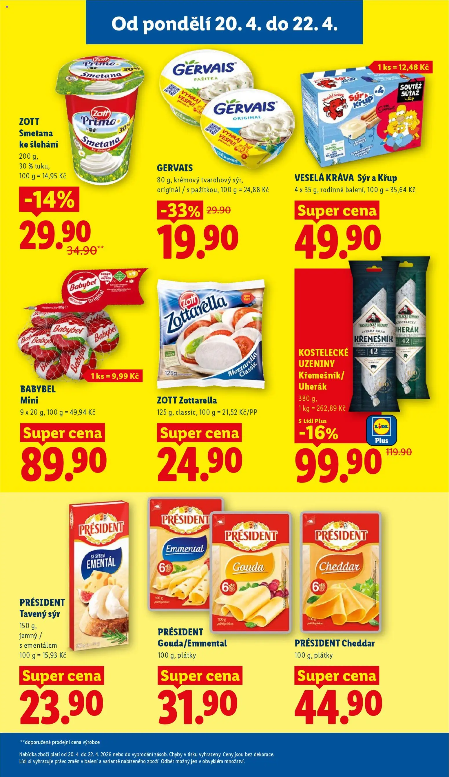 Lidl leták od 20.04.2026 | Strana: 13 | Produkty: Uherák, Ementál, Uzeniny, Gervais