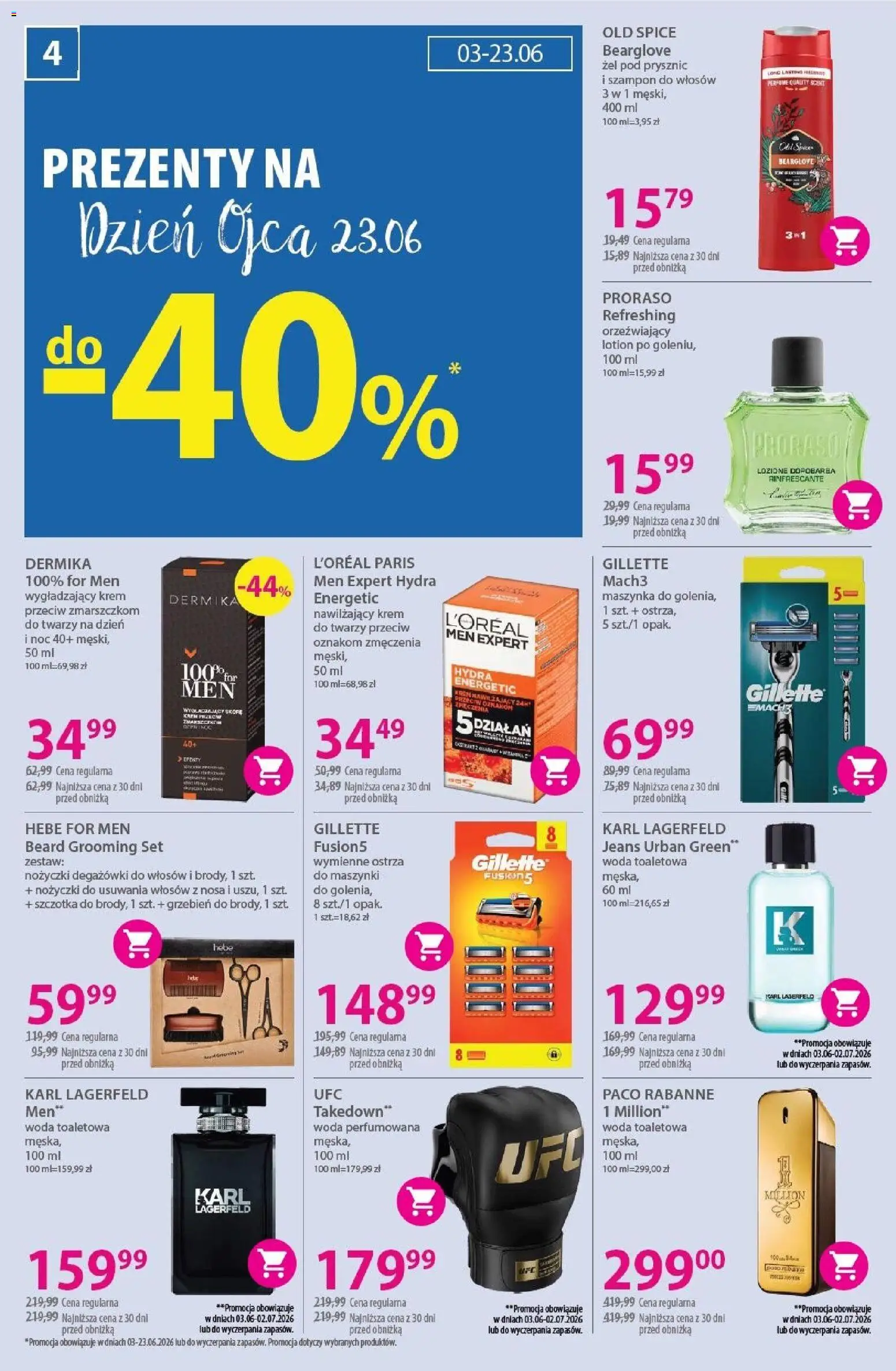 Hebe gazetka od 03.06.2026 | Strona: 4 | Produkty: Old spice, Grzebień, Lotion, Woda