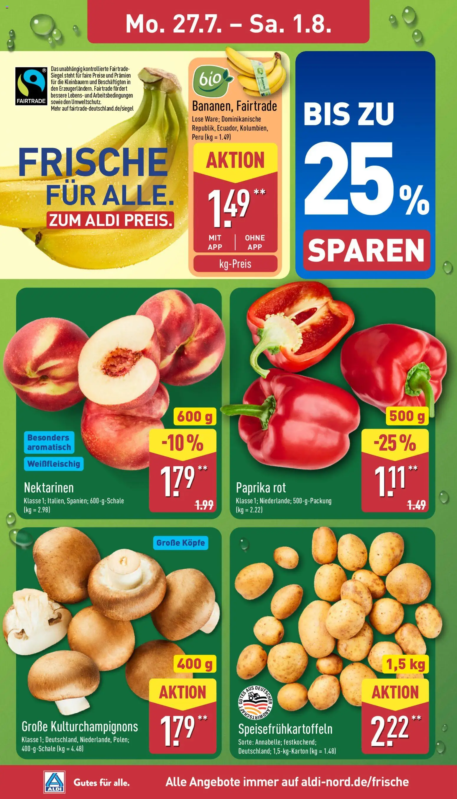 Aldi Prospekt – gültig ab 27.07.2026 | Seite: 2 | Produkte: Nektarinen, Paprika rot, Paprika