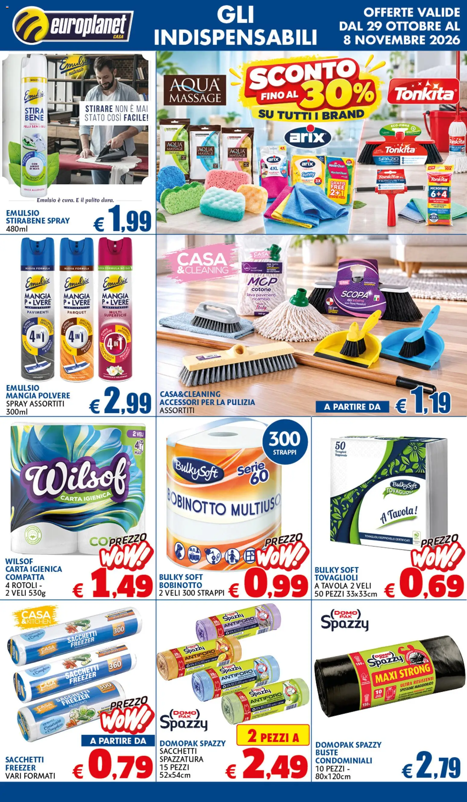 Volantino Europlanet Casa del 29/10/2026 | Pagina: 8 | Prodotti: Carta igienica, Freezer, Scopa, Menta