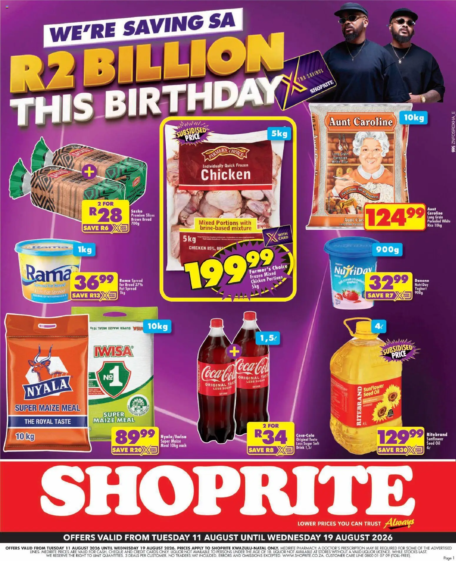 New Shoprite catalogue – valid from 11/08/2026 | Page: 1 | Products: Spread, Yoghurt, Bread, Sugar