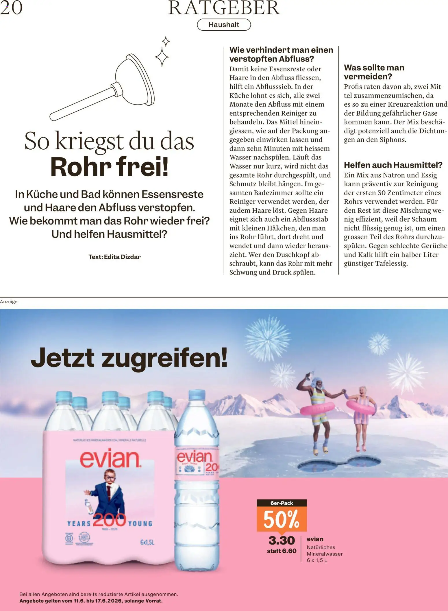 Migros aktionen Magazin – gültig ab 10.06.2026 | Seite: 20 | Produkte: Bad, Essig, Mineralwasser, Wasser