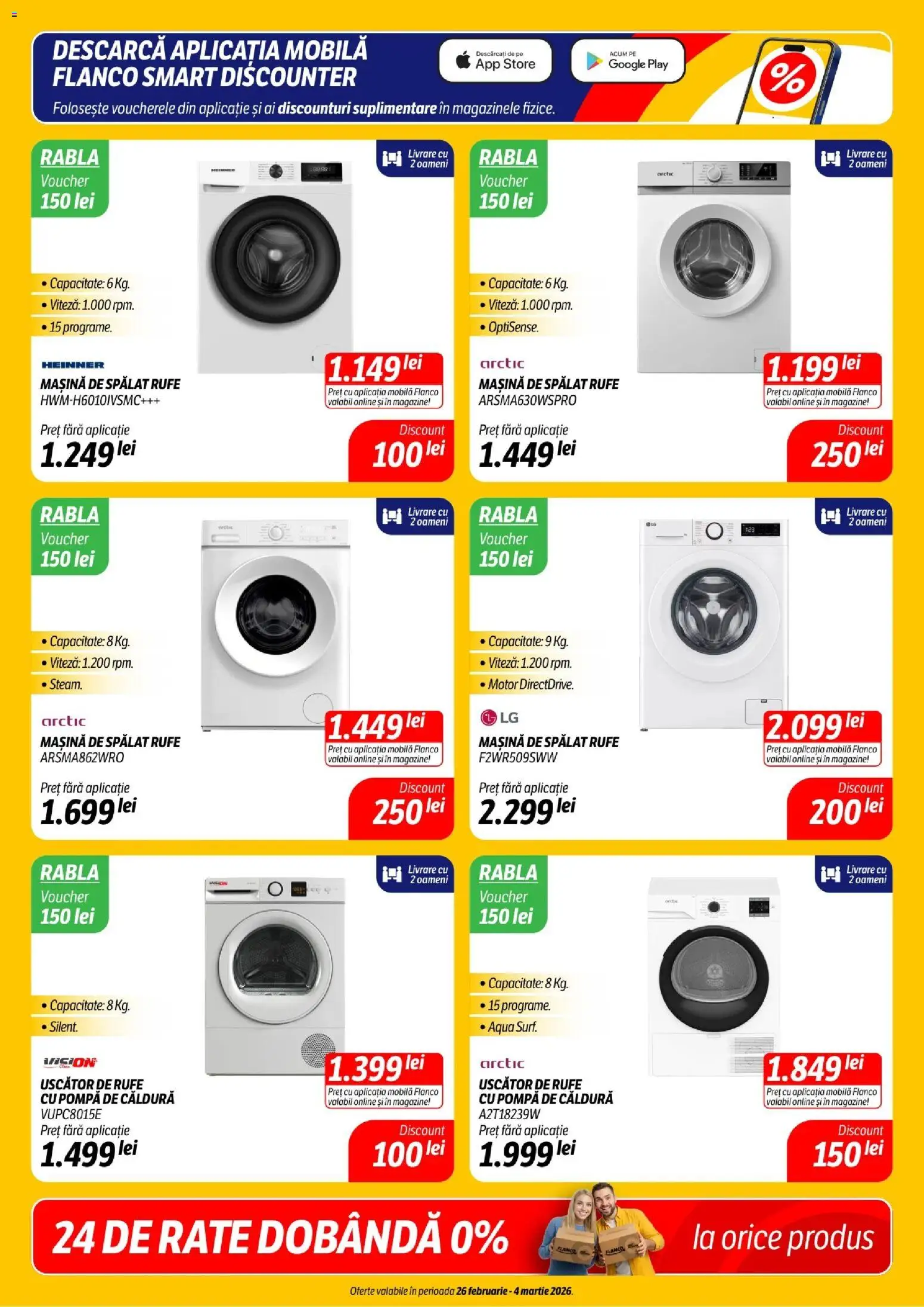 Noul catalog Flanco – valabil de la 26.02.2026 | Pagină: 6 | Produse: Mașină De Spălat, Uscător, Uscător de Rufe, Aqua