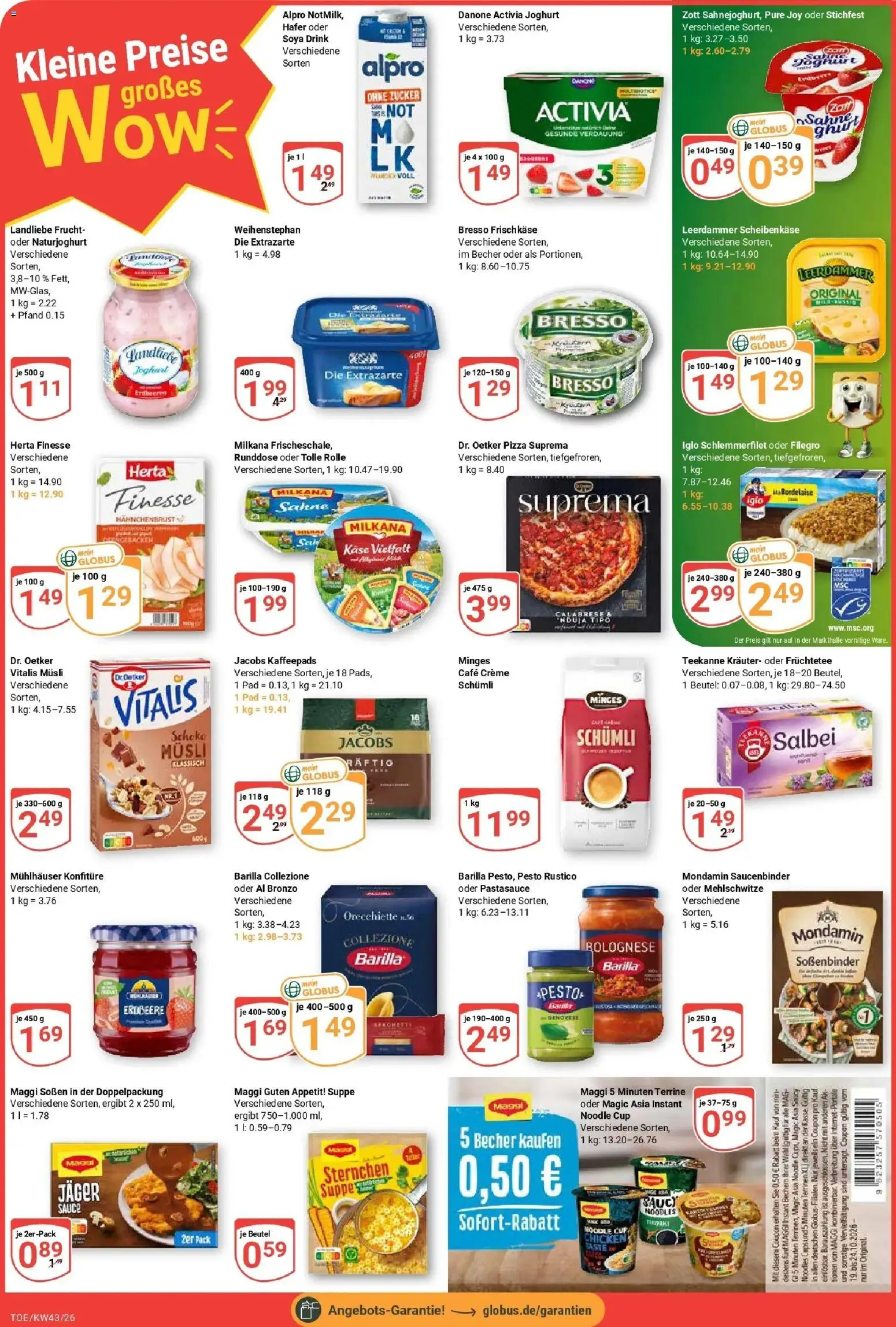 Globus Prospekt Tönisvorst (ab 19.10.2026) » Angebote online | Seite: 2 | Produkte: Kaffeepads, Barilla, Milkana, Zucker