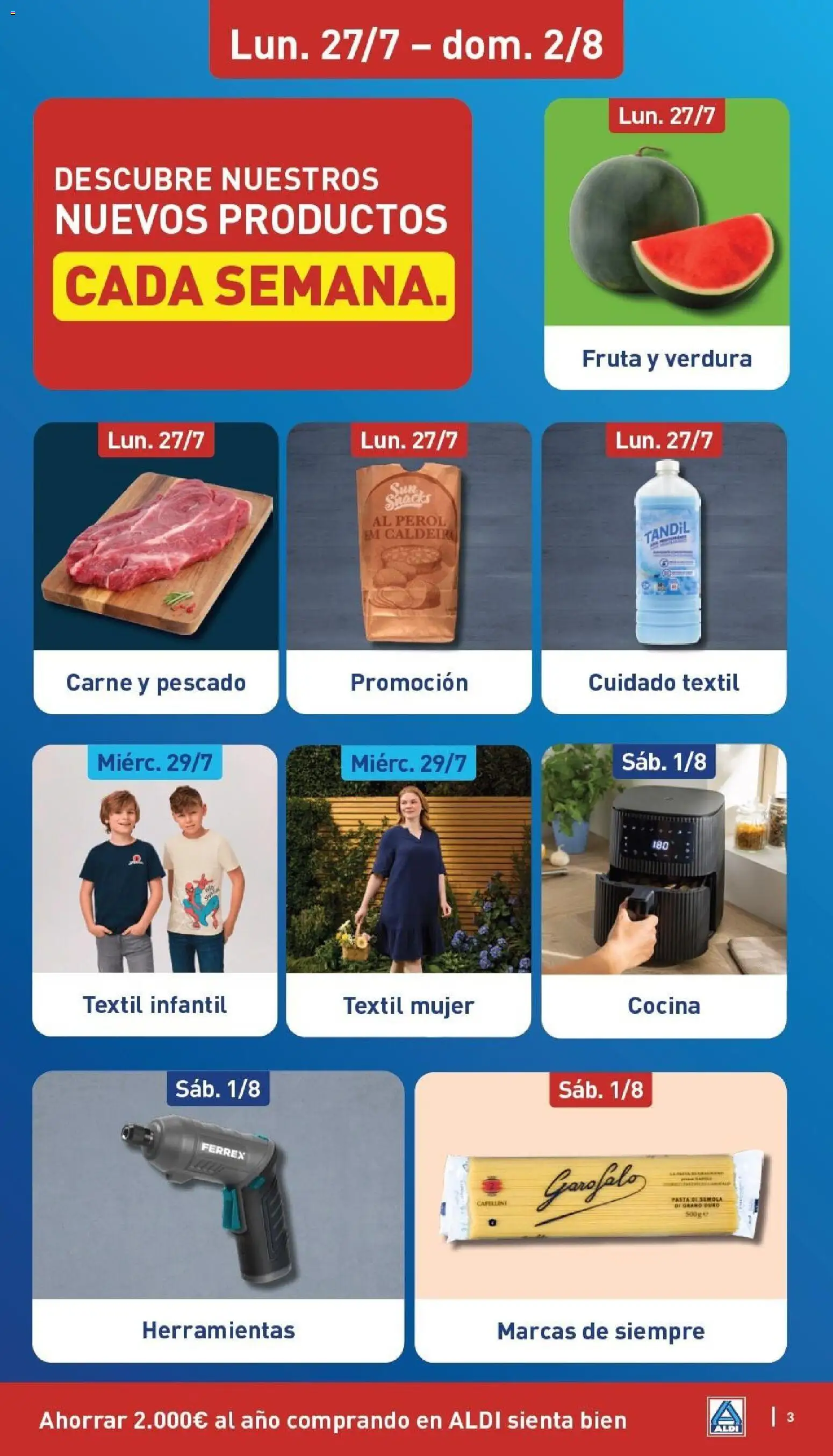 Aldi folleto Península │ válido desde el 27/07/2026 | Página: 3 | Productos: Pescado, Bolsa, Freidora, Cesta