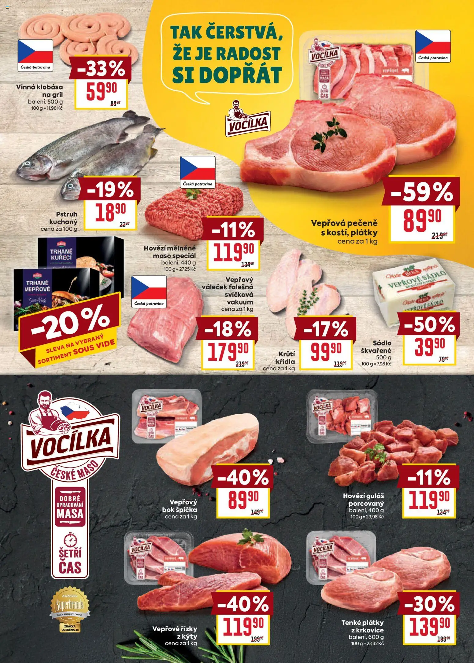 Billa Velký leták od 20.05.2026 | Strana: 3 | Produkty: Vepřová pečeně, Sous vide, Vinná klobása, Krkovice