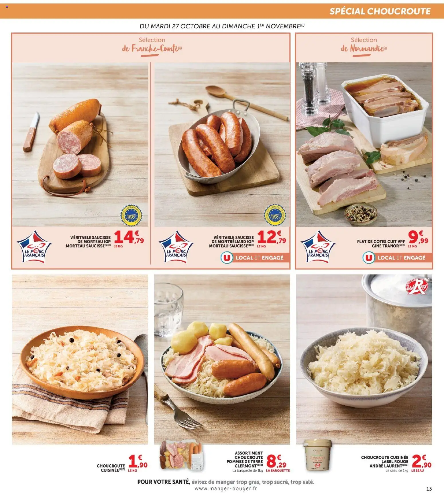 {H1} | Page: 13 | Produits: Saucisse, Porc, Pommes, Pommes de terre
