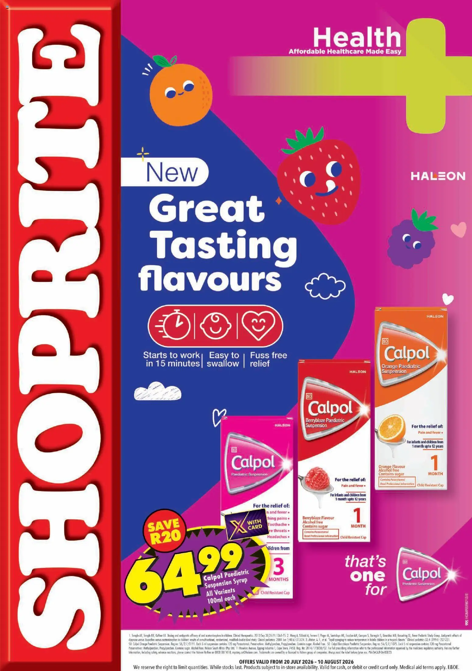 New Shoprite catalogue – valid from 20/07/2026 | Page: 1 | Products: Cap, Syrup, Sugar
