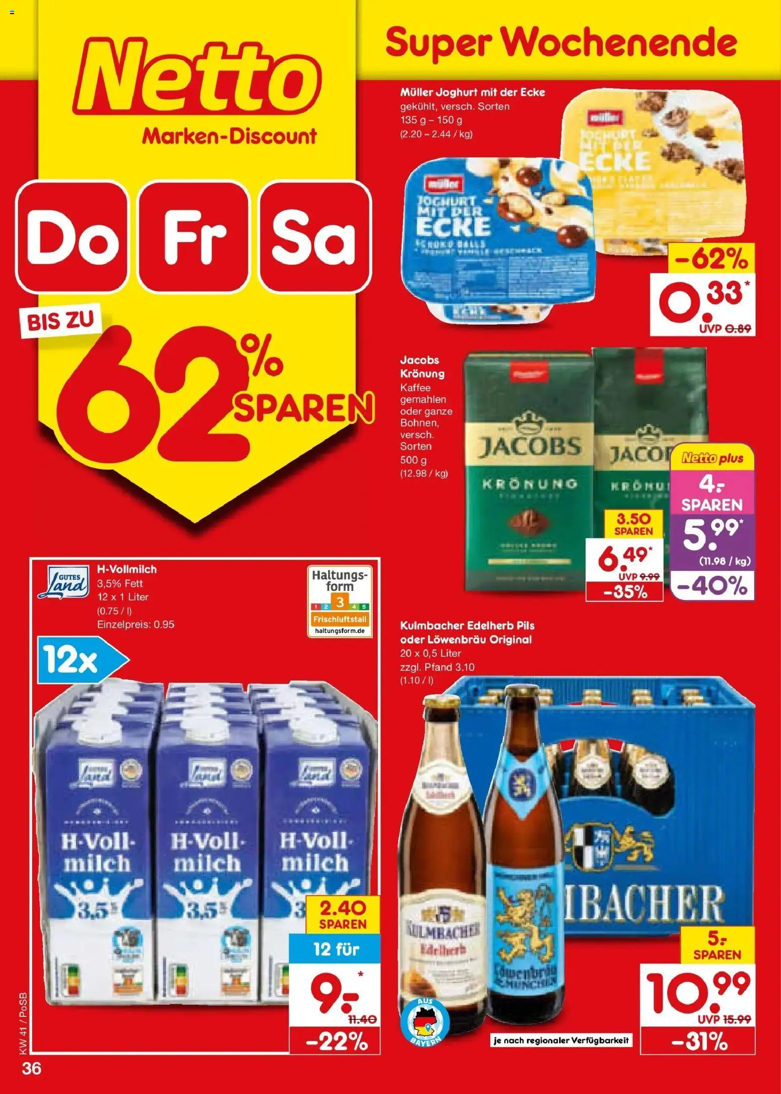 Netto Marken-Discount Prospekt Amberg (ab 05.10.2026) » Angebote | Seite: 46 | Produkte: Milch, Joghurt, Kaffee, Pils