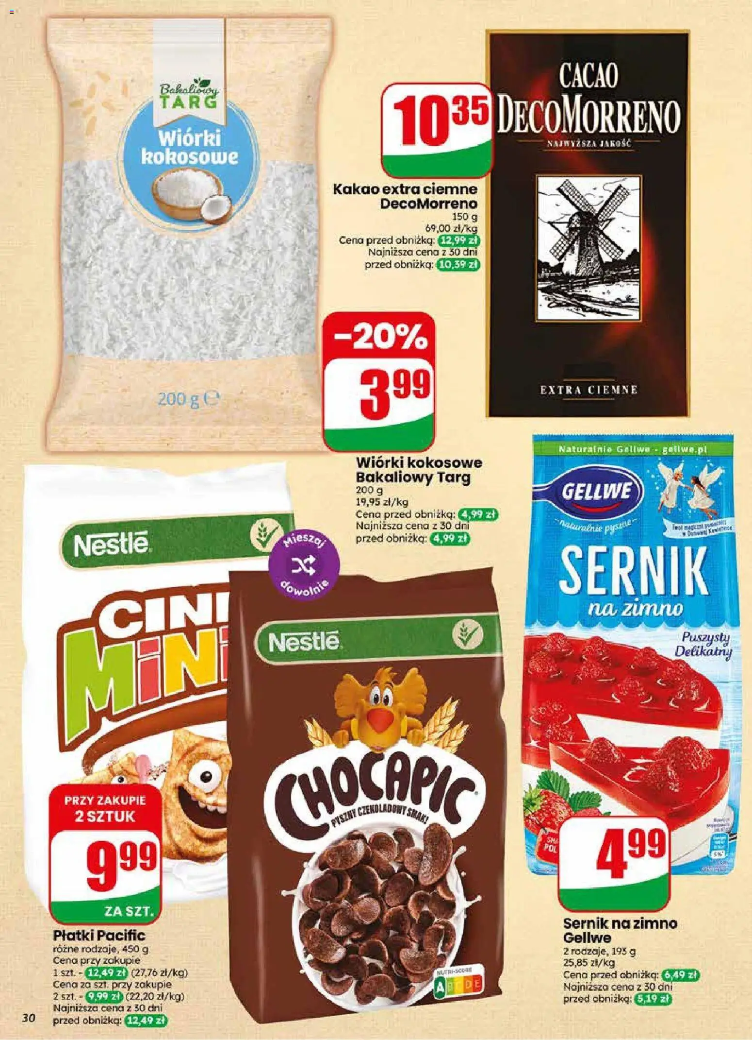 Dino gazetka od 20.05.2026 | Strona: 30 | Produkty: Wiórki kokosowe, Kakao, Płatki