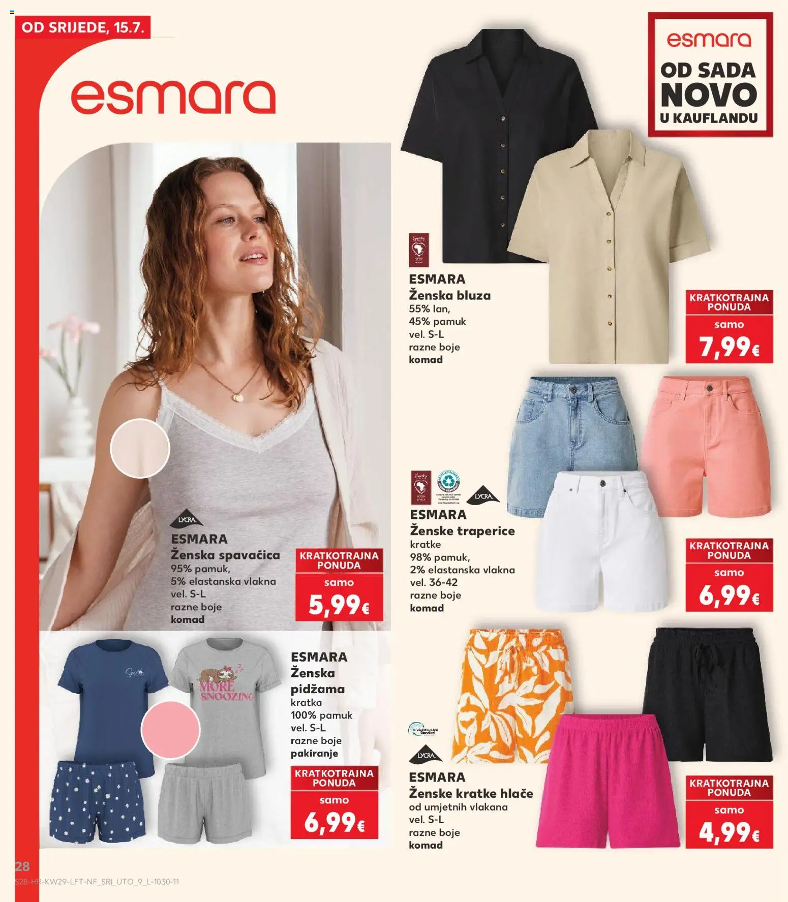 Kaufland katalog | vrijedi od 15.07.2026 | Stranica: 28 | Proizvodi: Bluza, Kratke hlače, Pidžama, Ženska pidžama