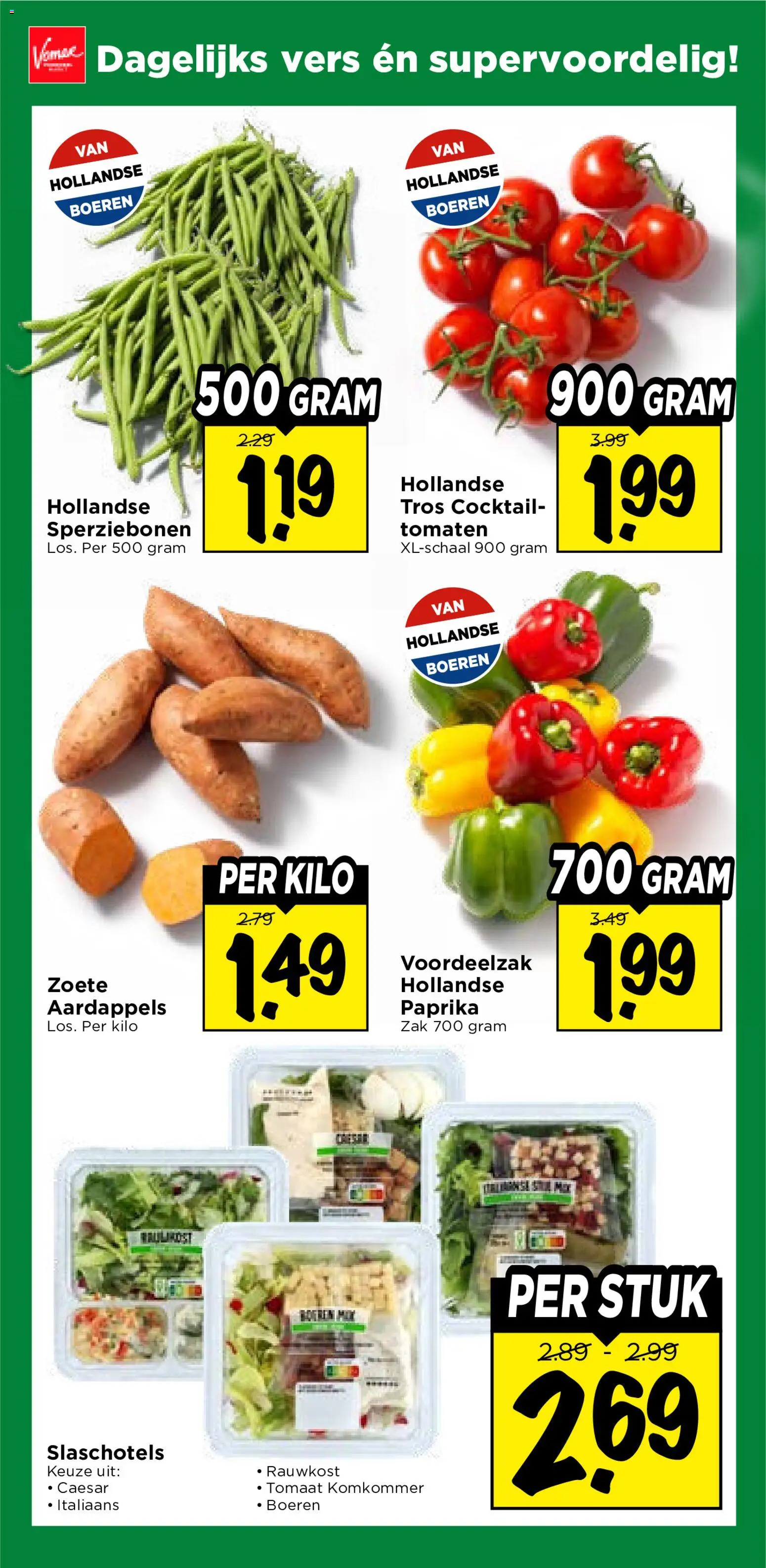 {H1} | Pagina: 8 | Producten: Komkommer, Tomaten, Zak, Kész piskótalap