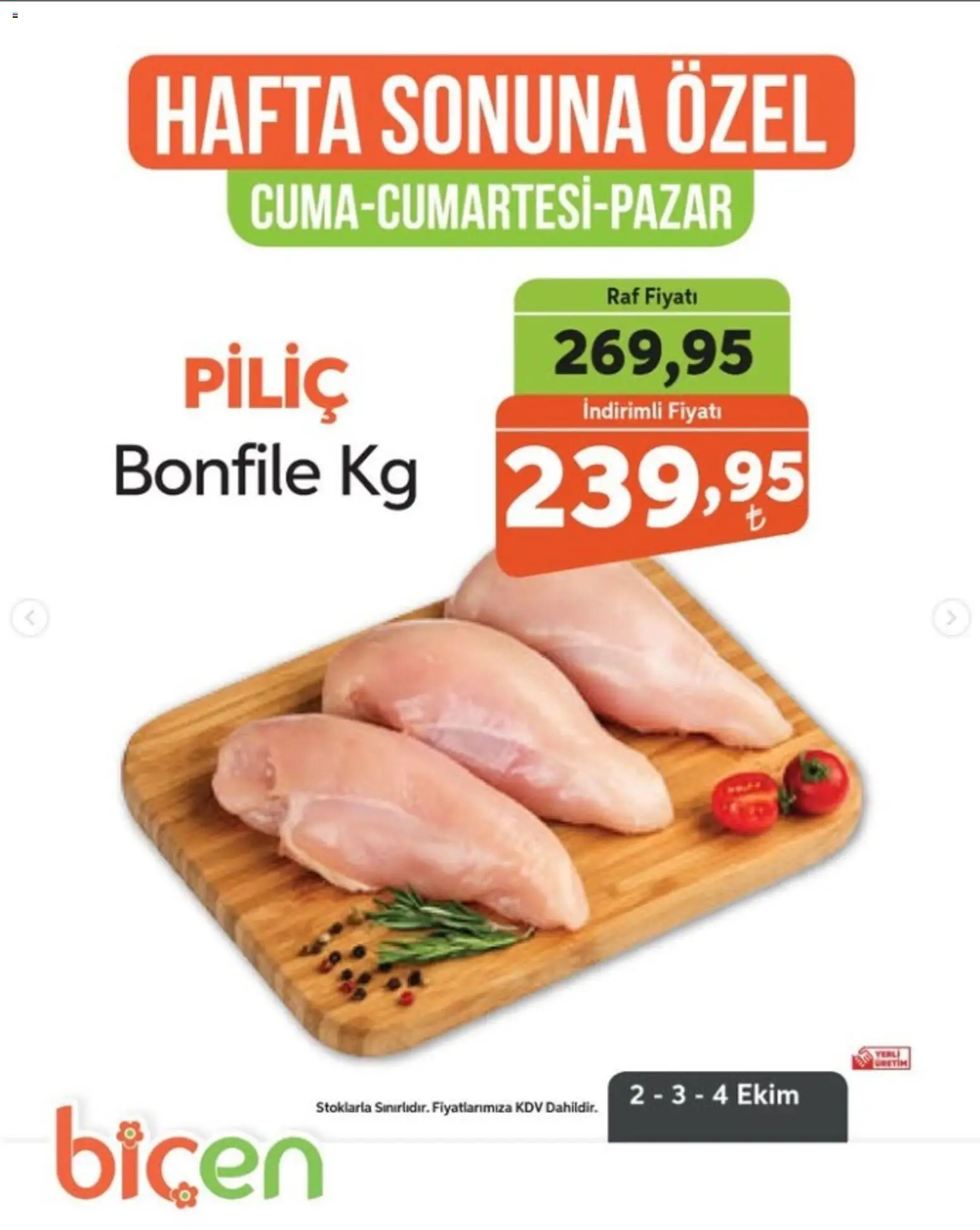 Biçen Market - Hafta Sonuna Özel - 02 Ekim 2026 tarihinden itibaren geçerlidir | Sayfa: 6 | Ürünler: Raf, Piliç, Bonfile