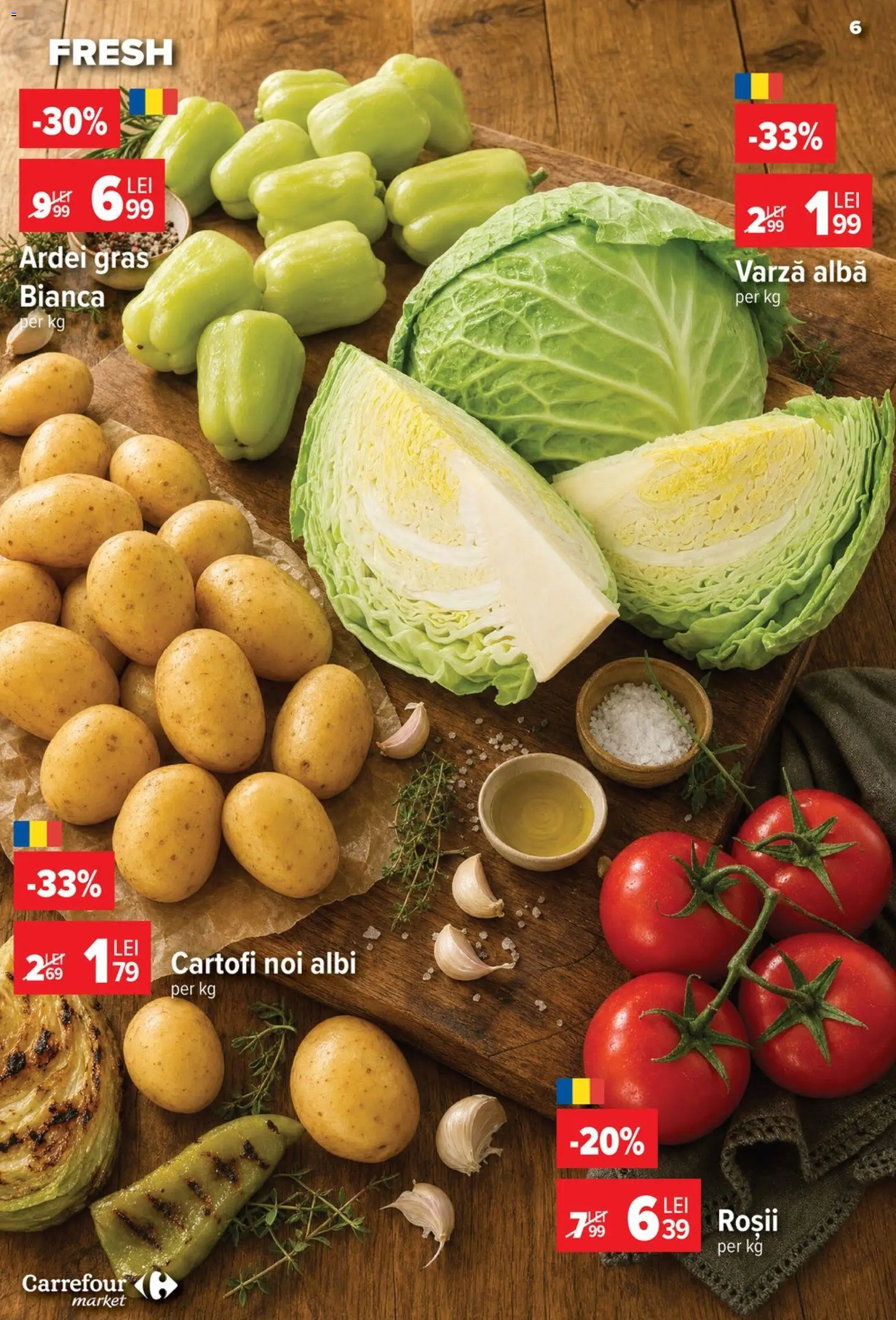 Noul catalog Carrefour – valabil de la 08.07.2026 | Pagină: 7 | Produse: Varză, Ardei, Roșii, Cartofi