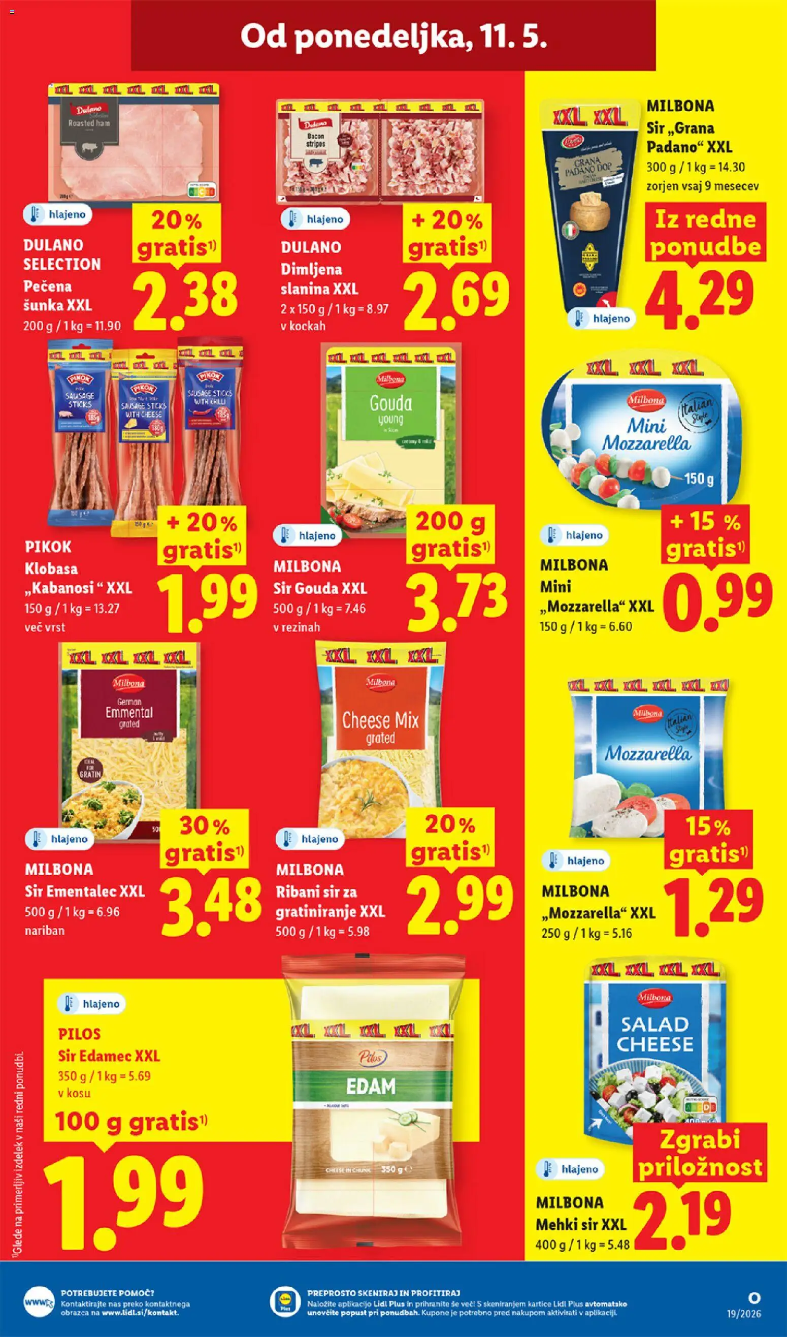 Novi Lidl katalog ponudbe – veljaven od 07.05.2026 | Stran: 45 | Izdelki: Edamec, Slanina, Sir, Sunka