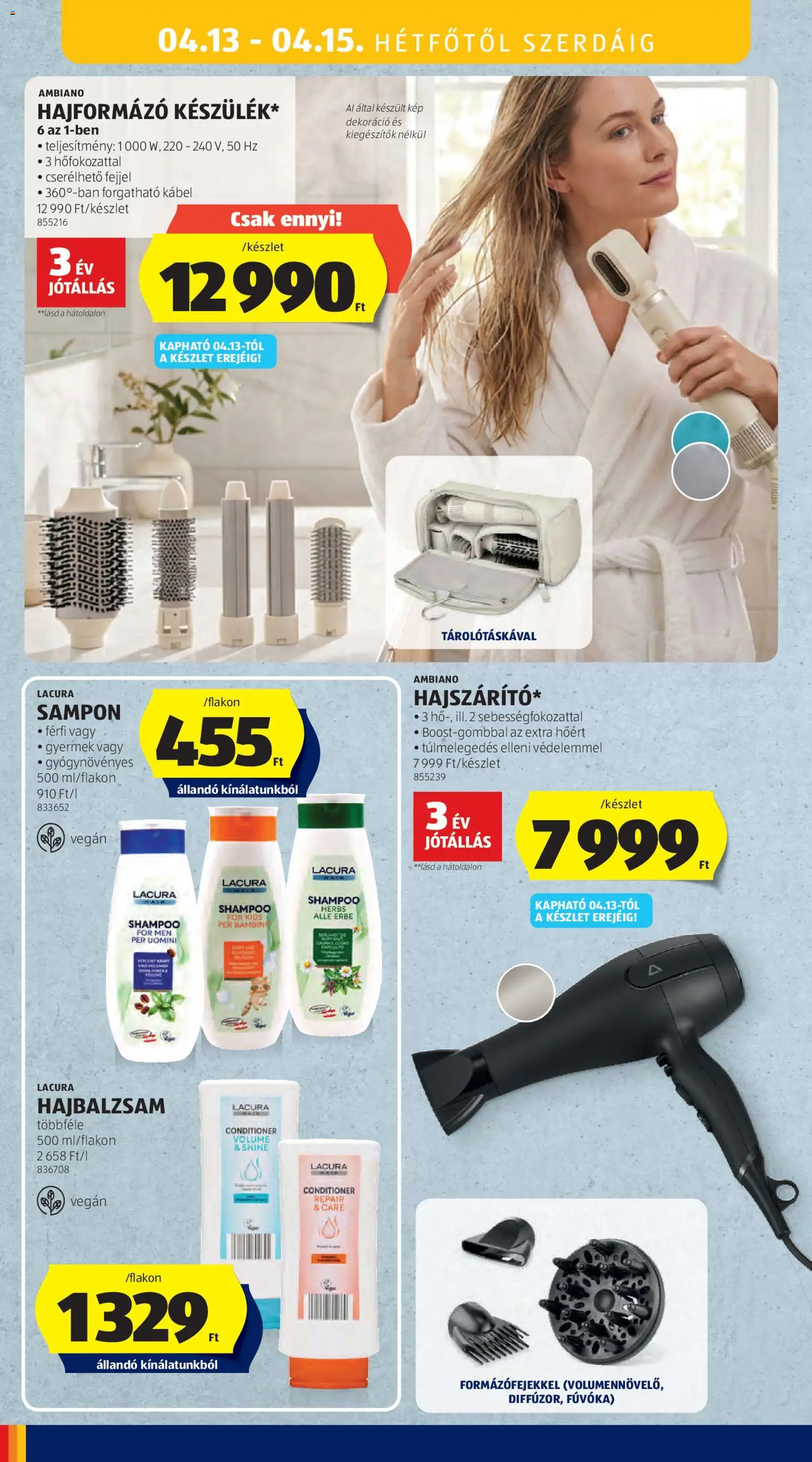 Aldi akciós ujság - amely érvényes a következő dátumtól: 09.04.2026 | Oldal: 52 | Termékek: Kábel, Hajbalzsam, Vegán, Dekoráció
