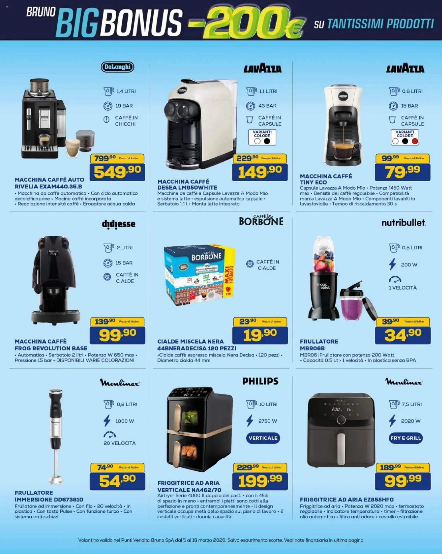 Volantino BRUNO del 05.03.2026 | Pagina: 32 | Prodotti: Caffè, Acqua, Lavazza, Friggitrice