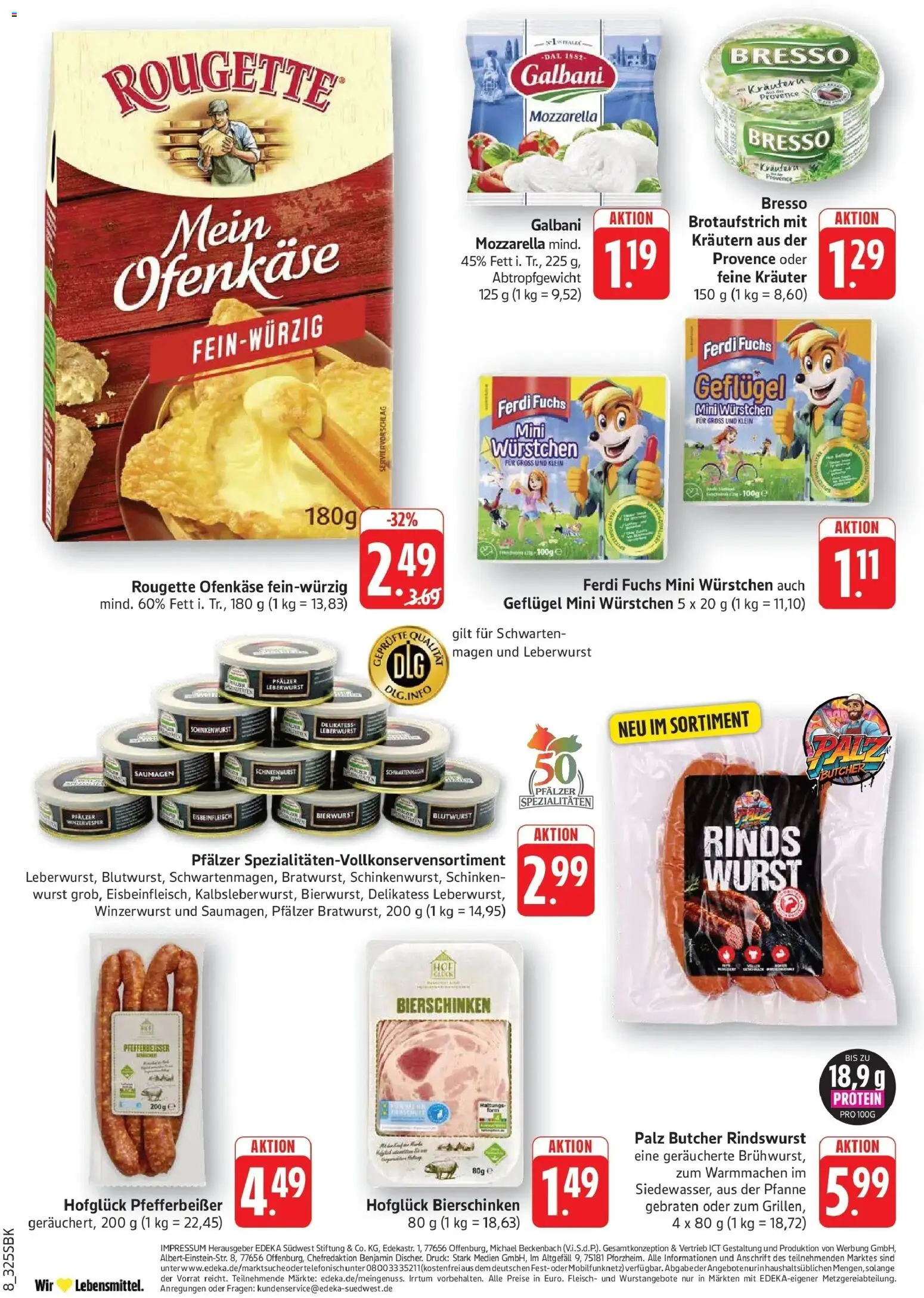 Edeka Prospekt Walldorf (ab 14.09.2026) » Angebote Online | Seite: 8 | Produkte: Mozzarella, Rougette ofenkase, Bresso, Schinken