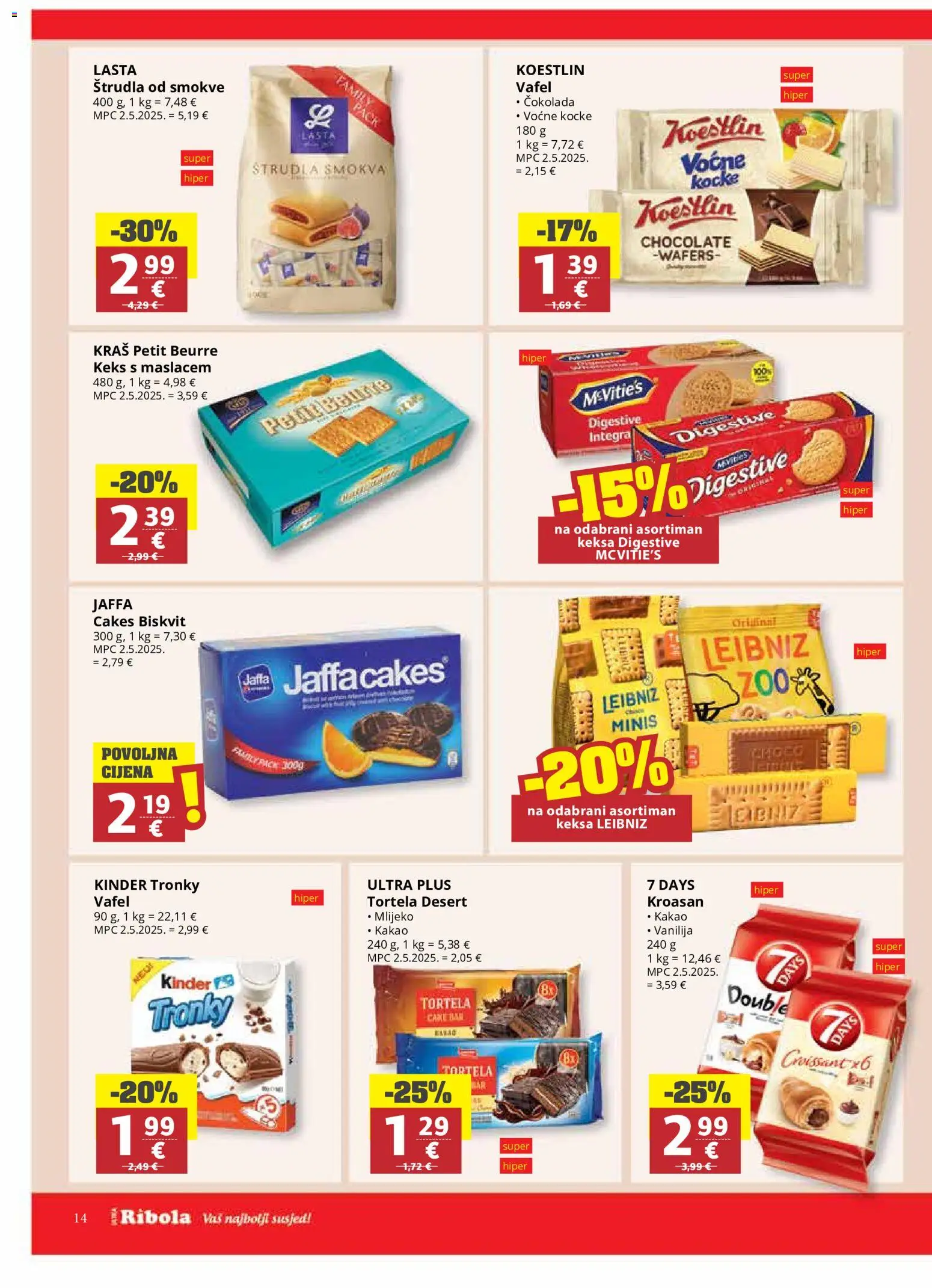 Ribola katalog | vrijedi od 10.06.2026 | Stranica: 14 | Proizvodi: Petit Beurre, Čokolada, Keks, Kakao