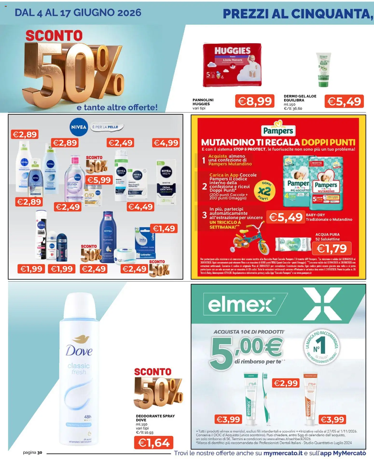 Volantino Mercatò del 04.06.2026 | Pagina: 30 | Prodotti: Crema, Pannolini, Acqua, Data