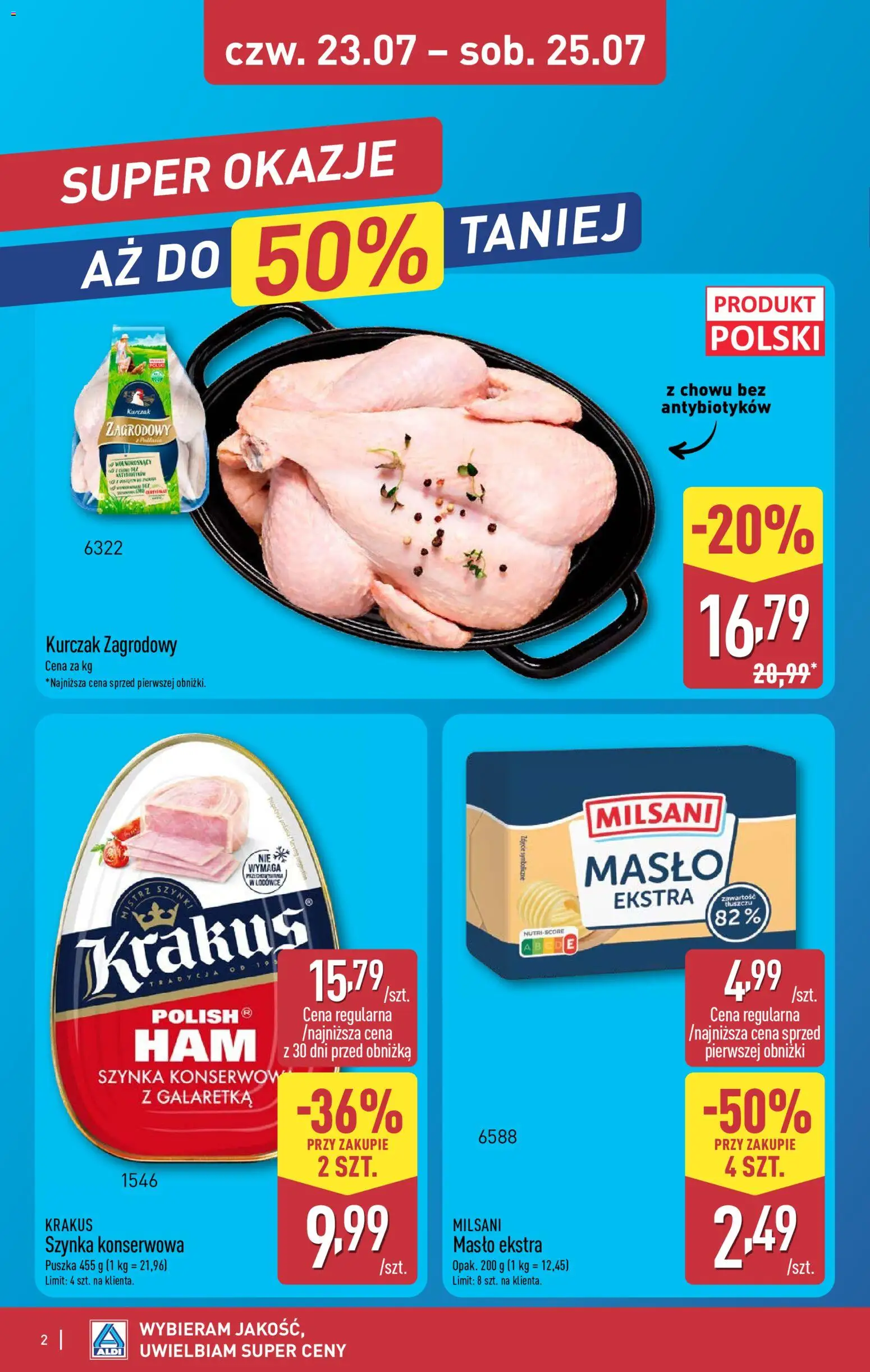 Aldi Polsko leták - Na tani weekend od 23.07.2026 | Strana: 2 | Produkty: Máslo