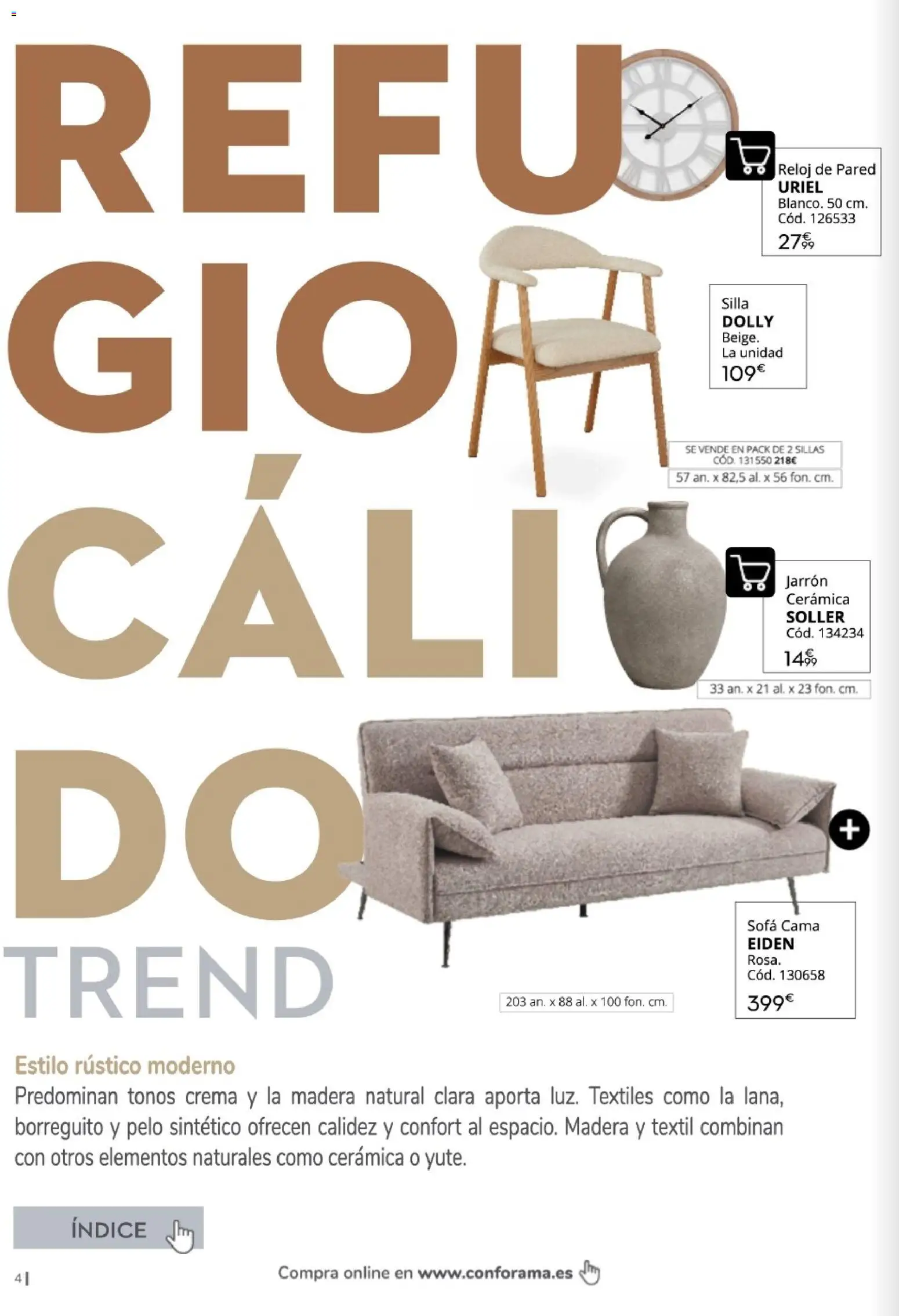 Conforama Guía de otoño 2026 │ válido desde el 30/09/2026 | Página: 4 | Productos: Reloj de pared, Sofá cama, Cama, Sofá