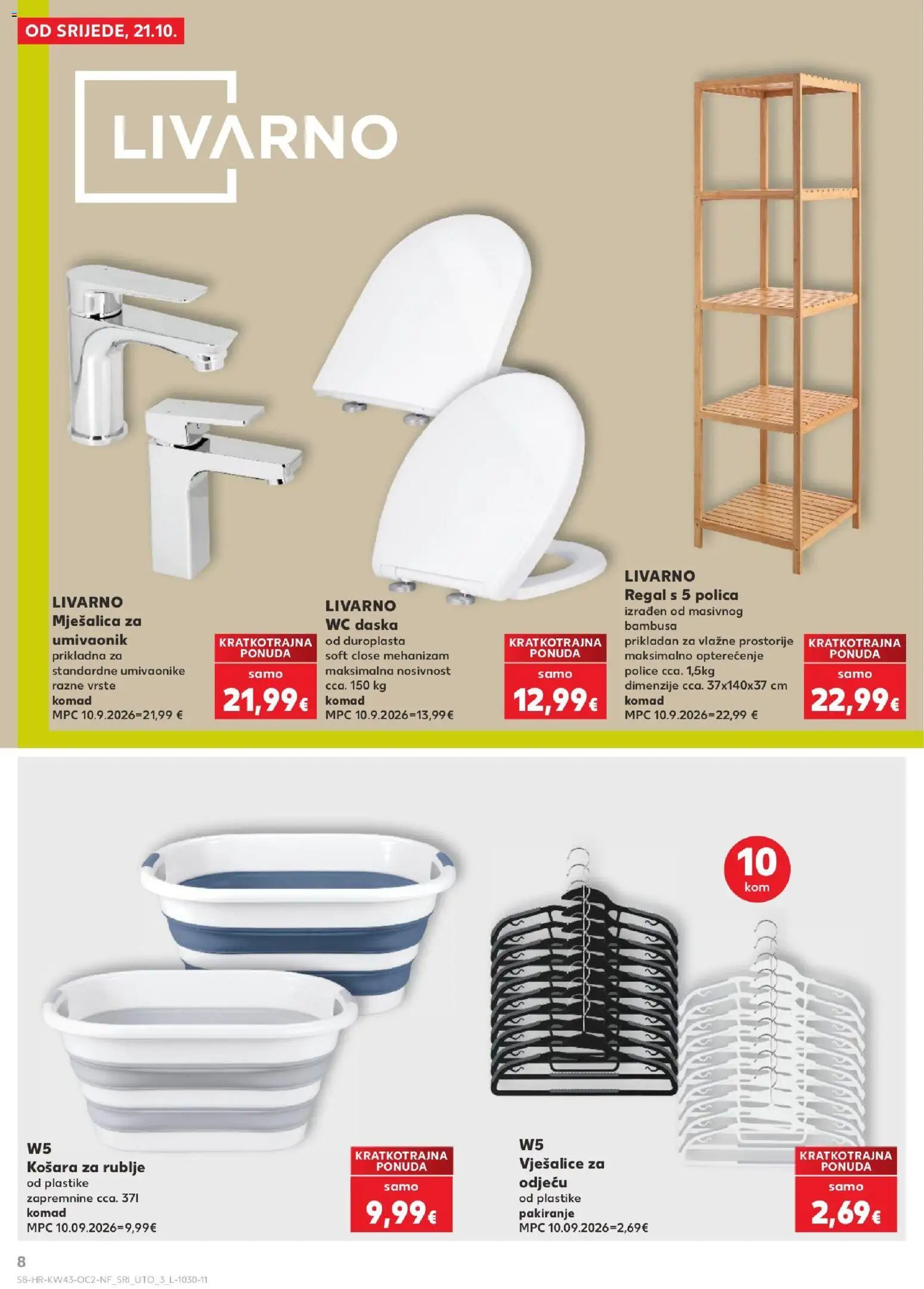 Kaufland katalog | vrijedi od 21.10.2026 | Stranica: 8 | Proizvodi: Polica, Umivaonik, Košara, Mješalica za umivaonik
