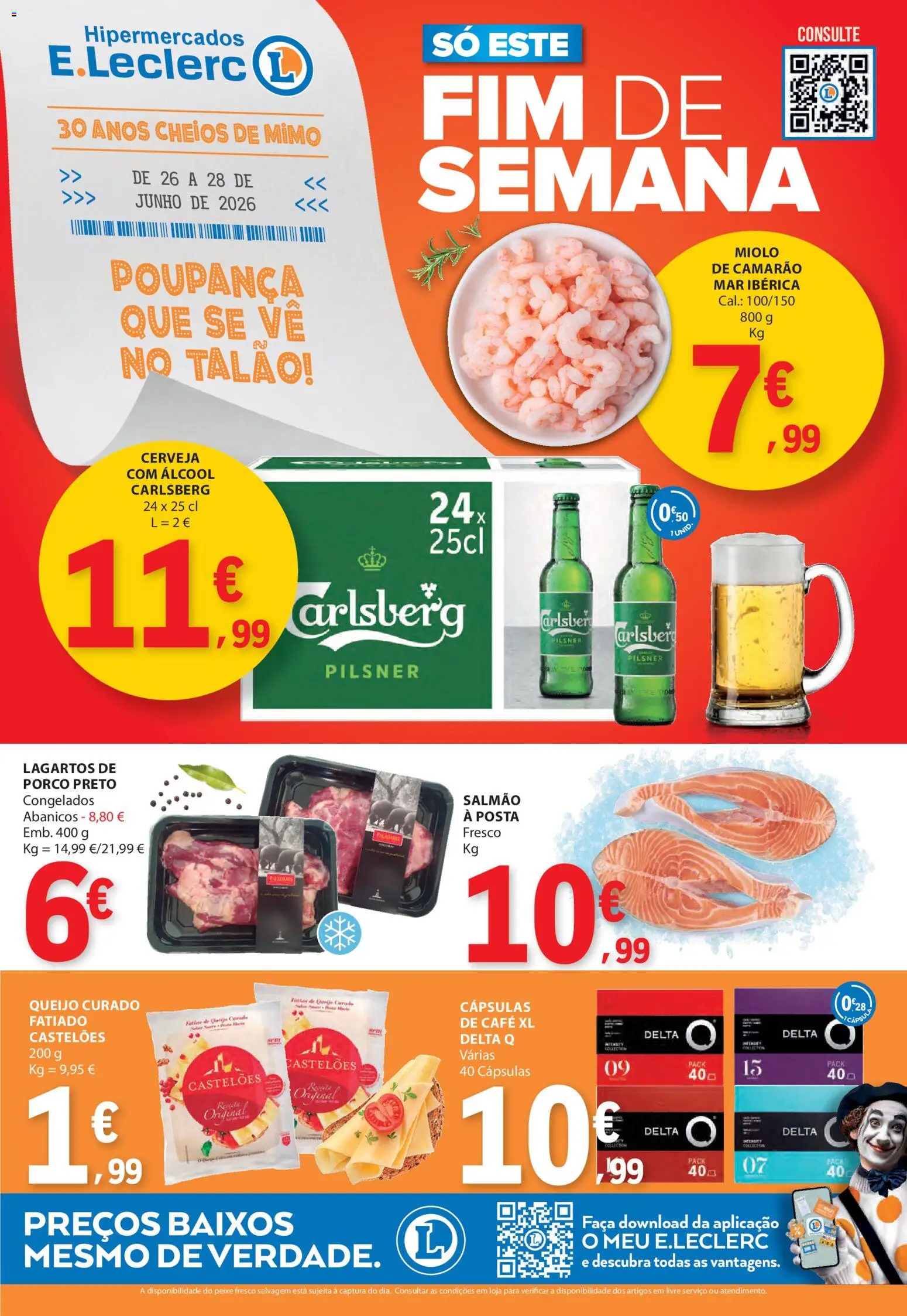 E.Leclerc Catálogo Fim de Semana │ válido de 26/06/2026 | Página: 1 | Produtos: Faca, Delta q, Lagartos de porco, Cerveja
