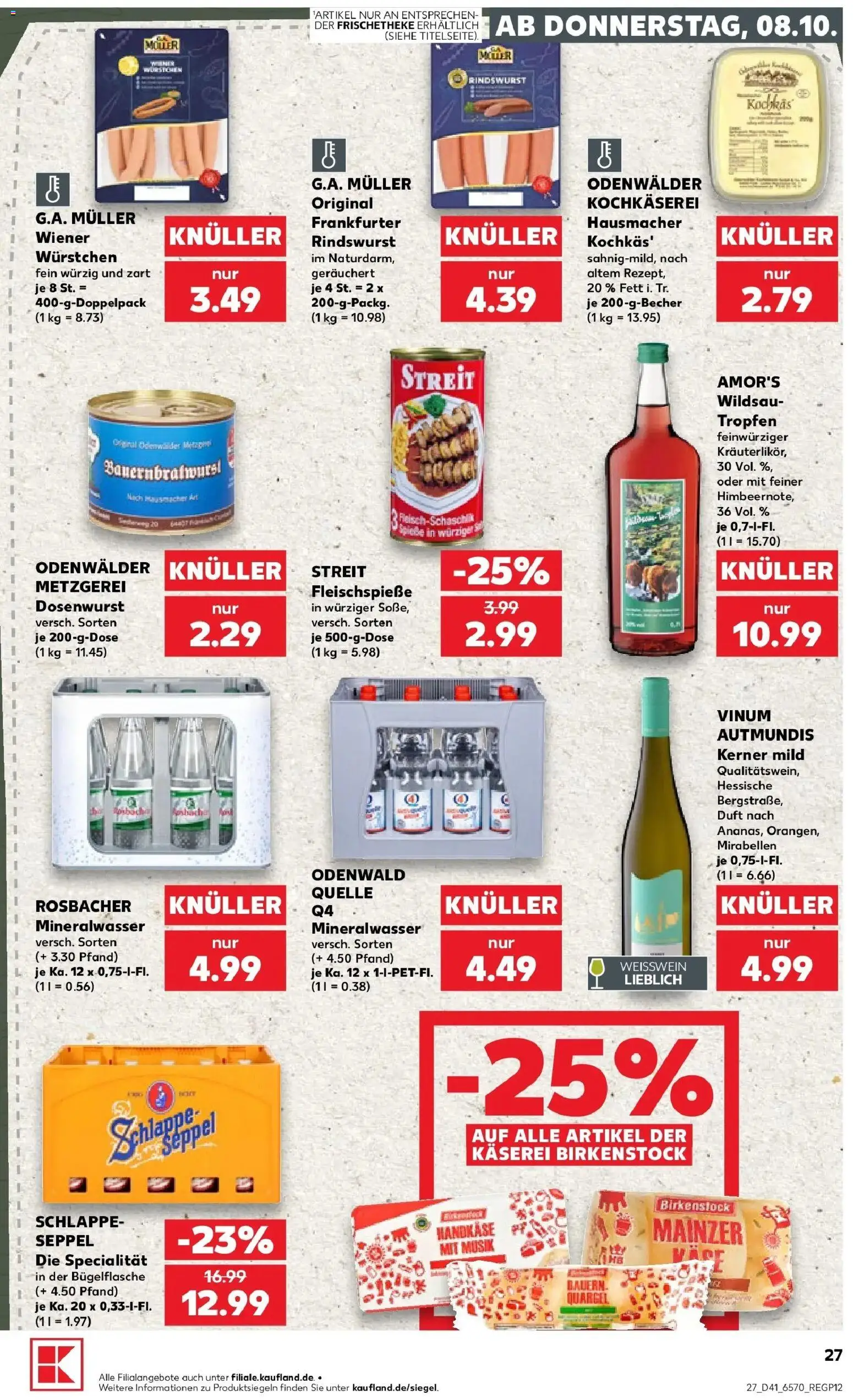 Prospekt Kaufland ab 08.10.2026 » Angebote Online zum Blättern | Seite: 27 | Produkte: Weißwein, Duft, Mineralwasser