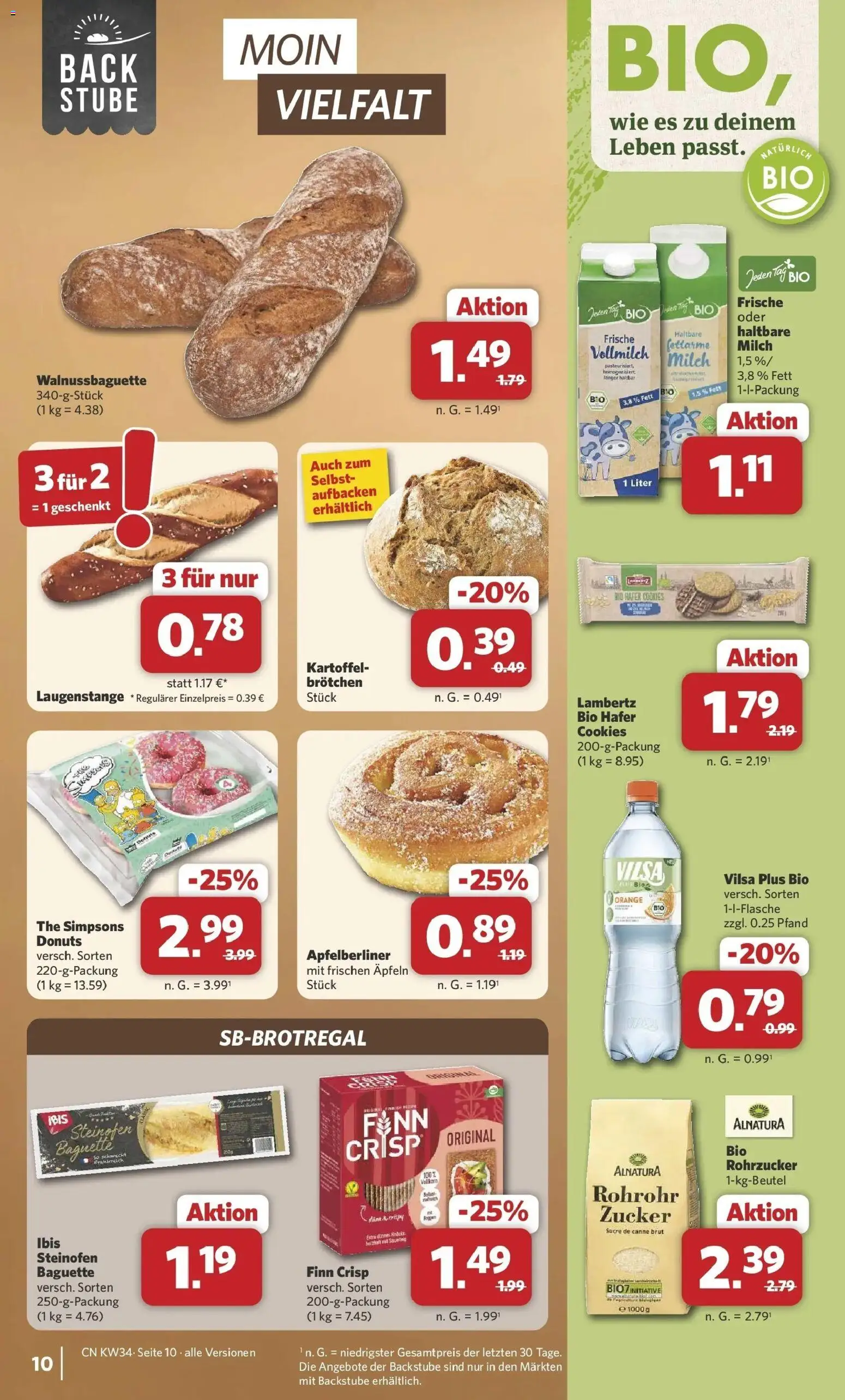 Combi Prospekt Apen (ab 17.08.2026) zum Blättern | Seite: 10 | Produkte: Milch, Baguette, Donuts, Zucker