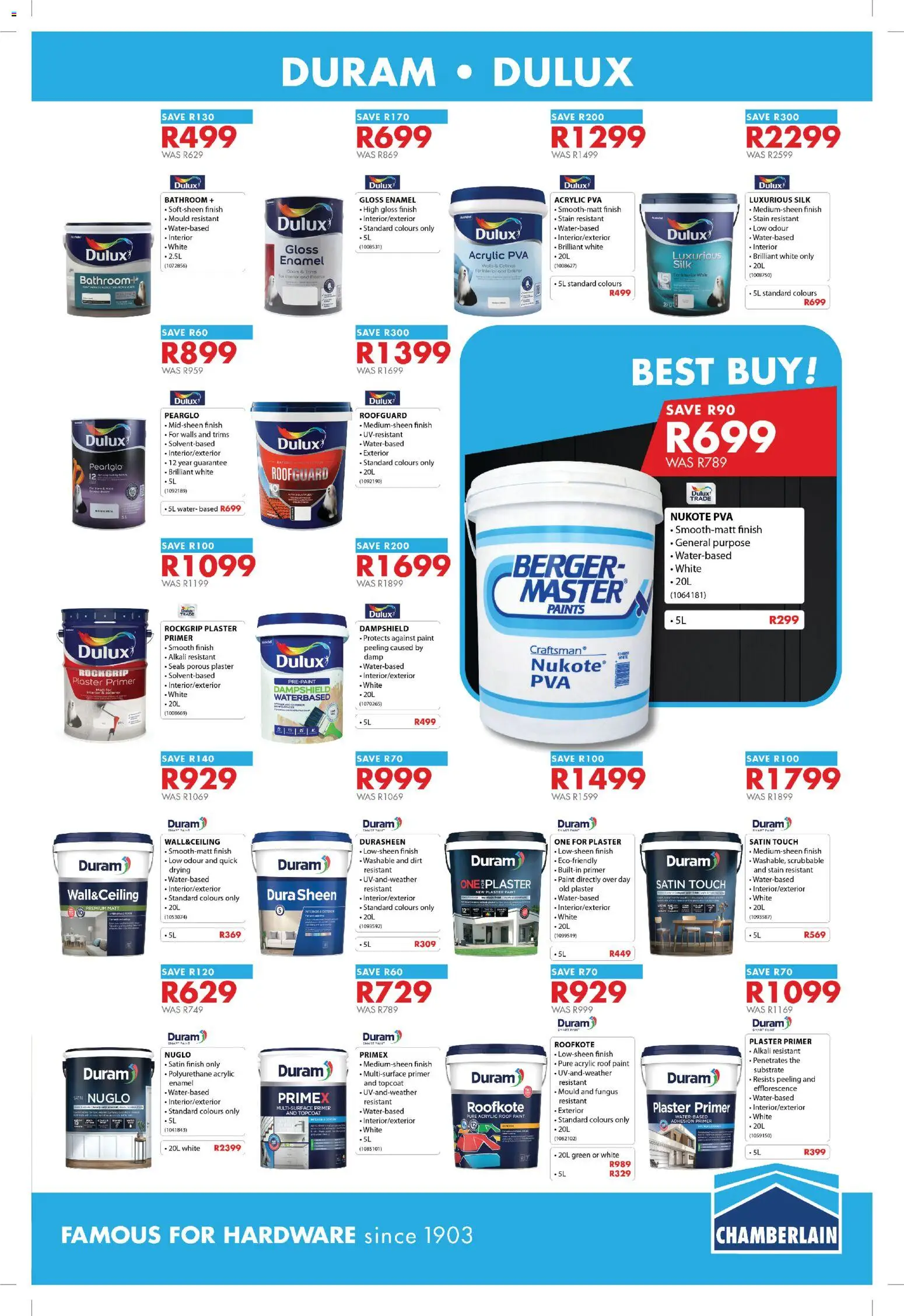 New Chamberlain catalogue – valid from 20/07/2026 | Page: 5 | Products: Primer, Gloss, Plaster primer, Plaster