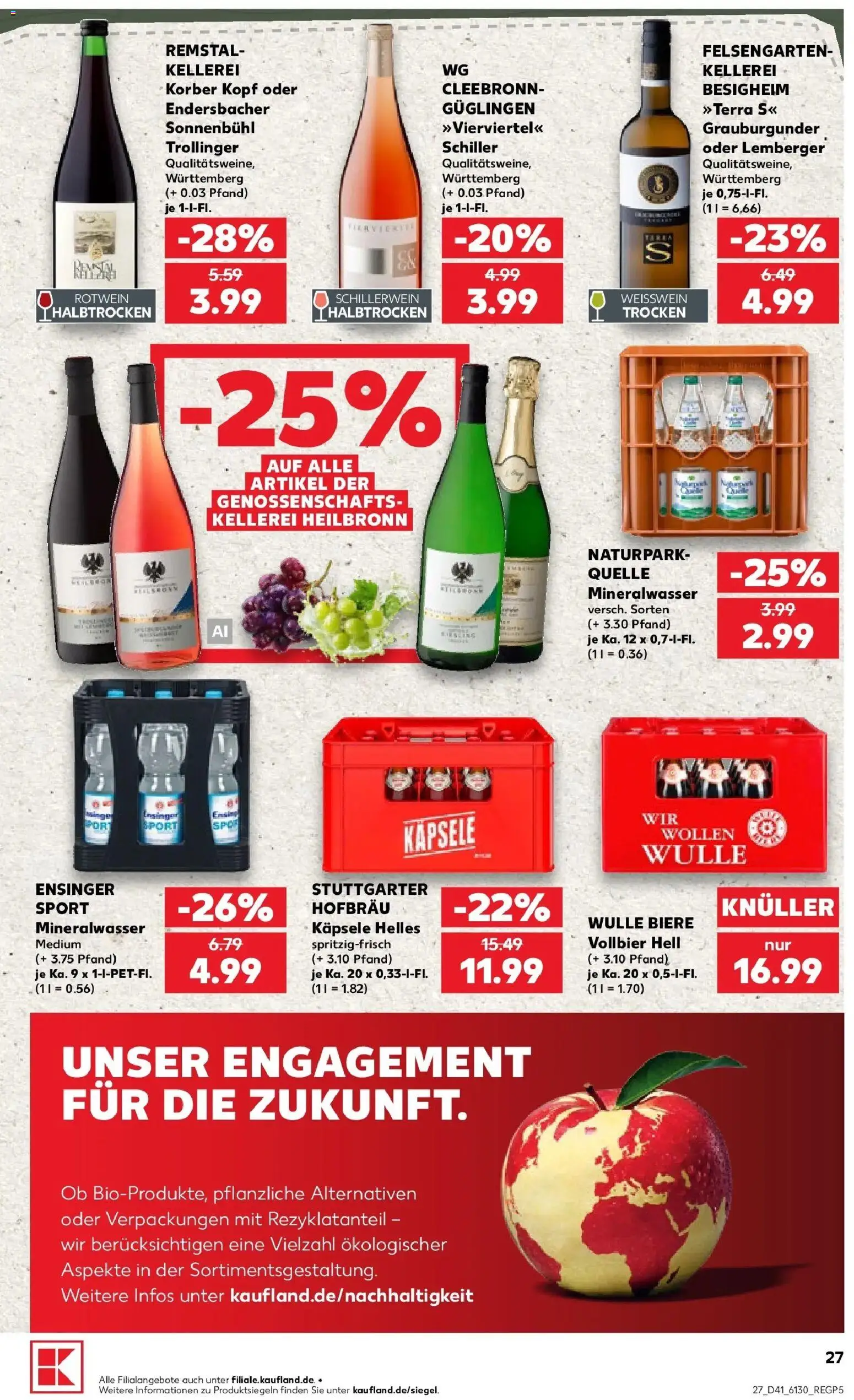Prospekt Kaufland ab 08.10.2026 » Angebote Online zum Blättern | Seite: 27 | Produkte: Weißwein, Rotwein, Mineralwasser