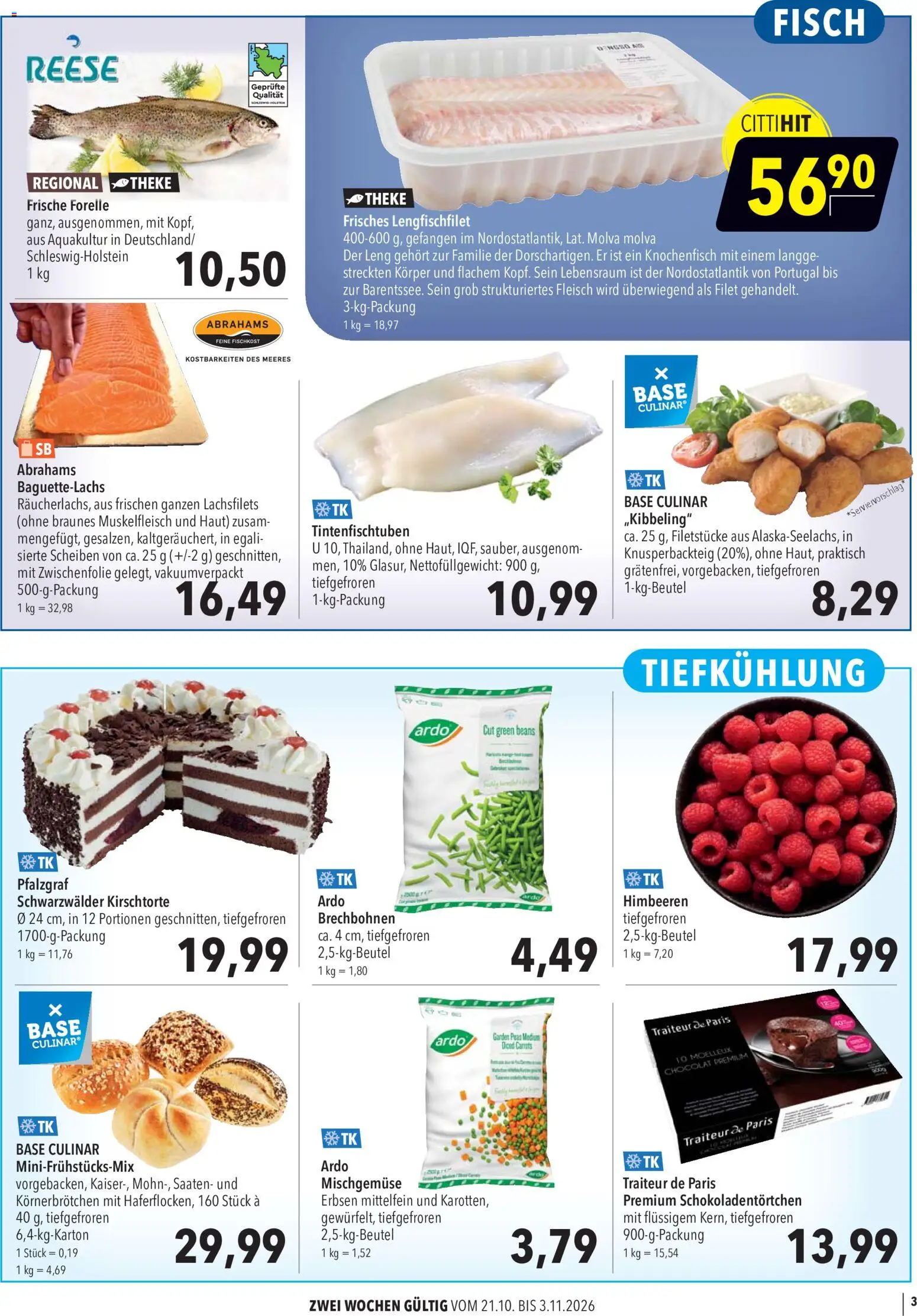 CITTI Markt Aktuelle Angebote für Profis – gültig ab 21.10.2026 | Seite: 3 | Produkte: Himbeeren, Theke, Fleisch, Erbsen