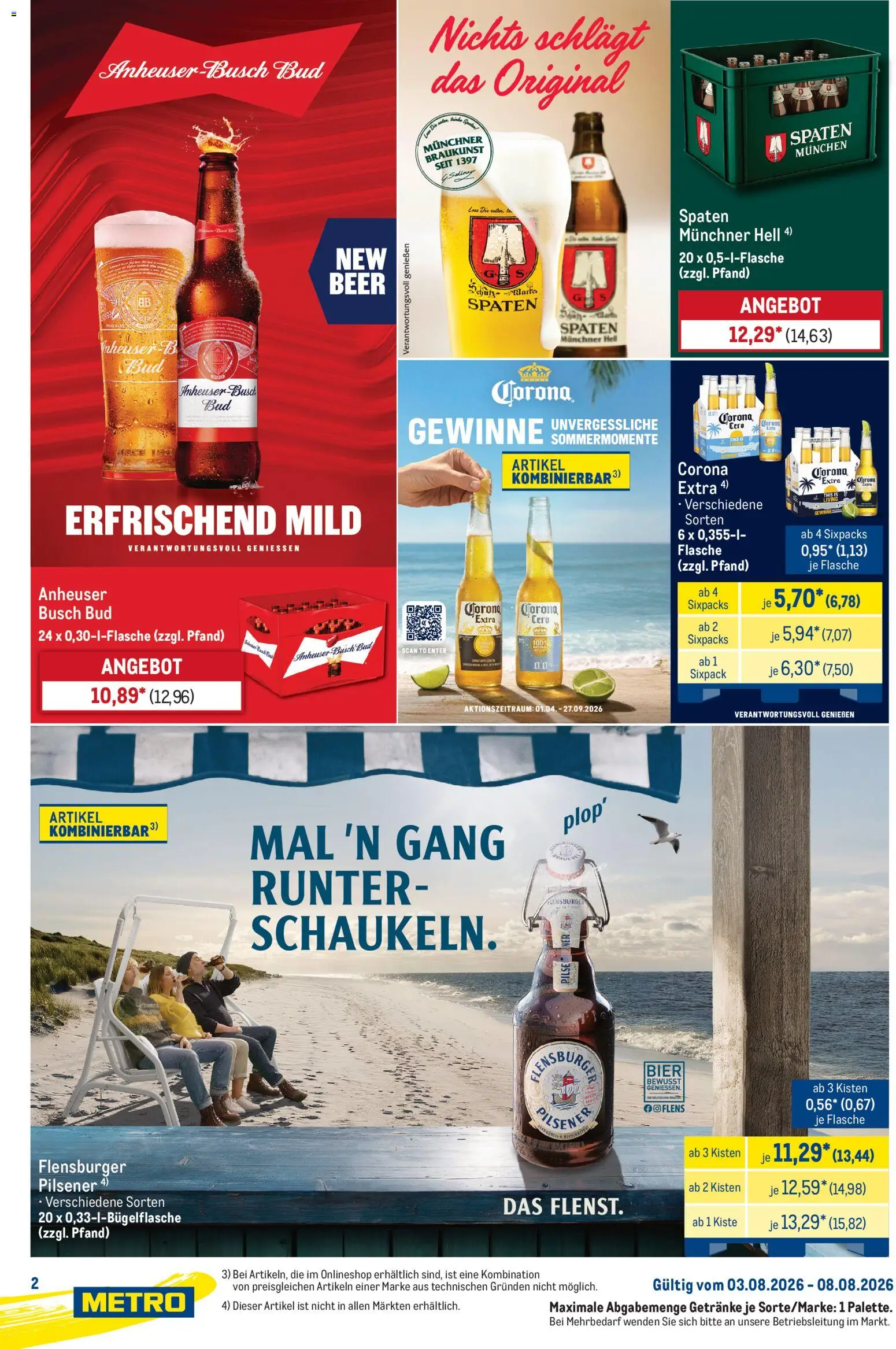 Metro Starke Marken – gültig ab 03.08.2026 | Seite: 2 | Produkte: Bier, Bad, Flensburger