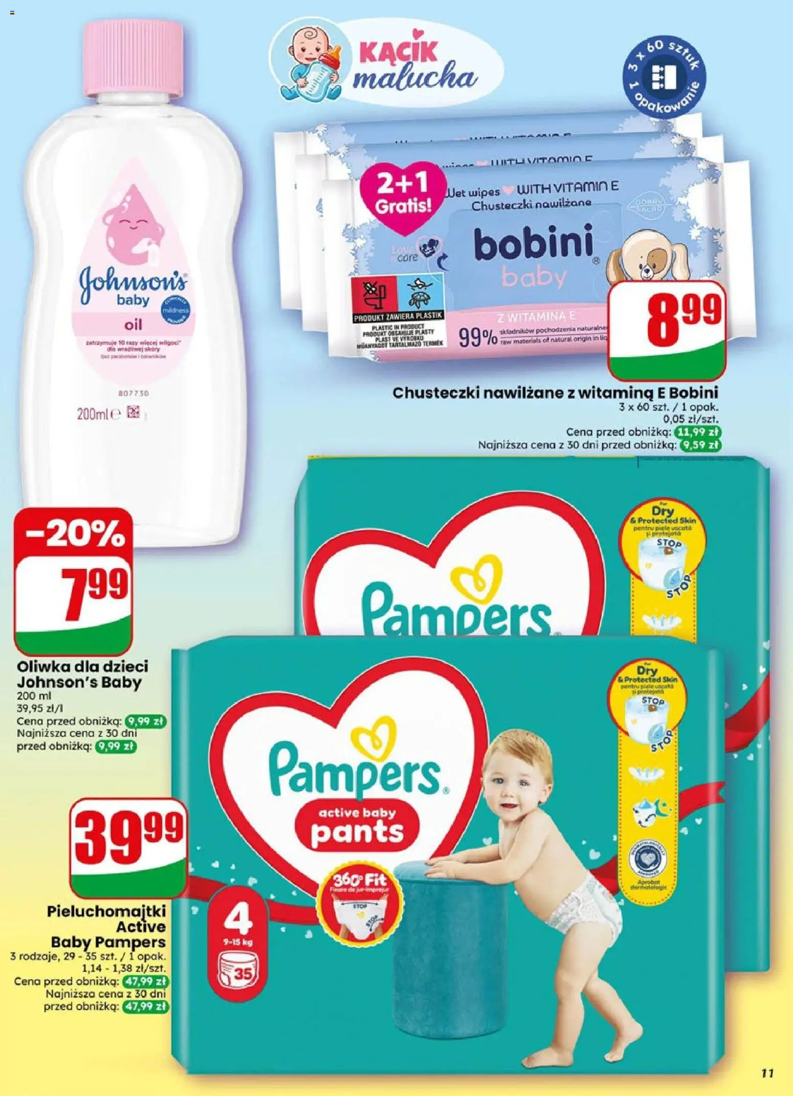 Dino gazetka od 30.09.2026 | Strona: 11 | Produkty: Chusteczki nawilżane, Chusteczki, Pampers, Pieluchomajtki