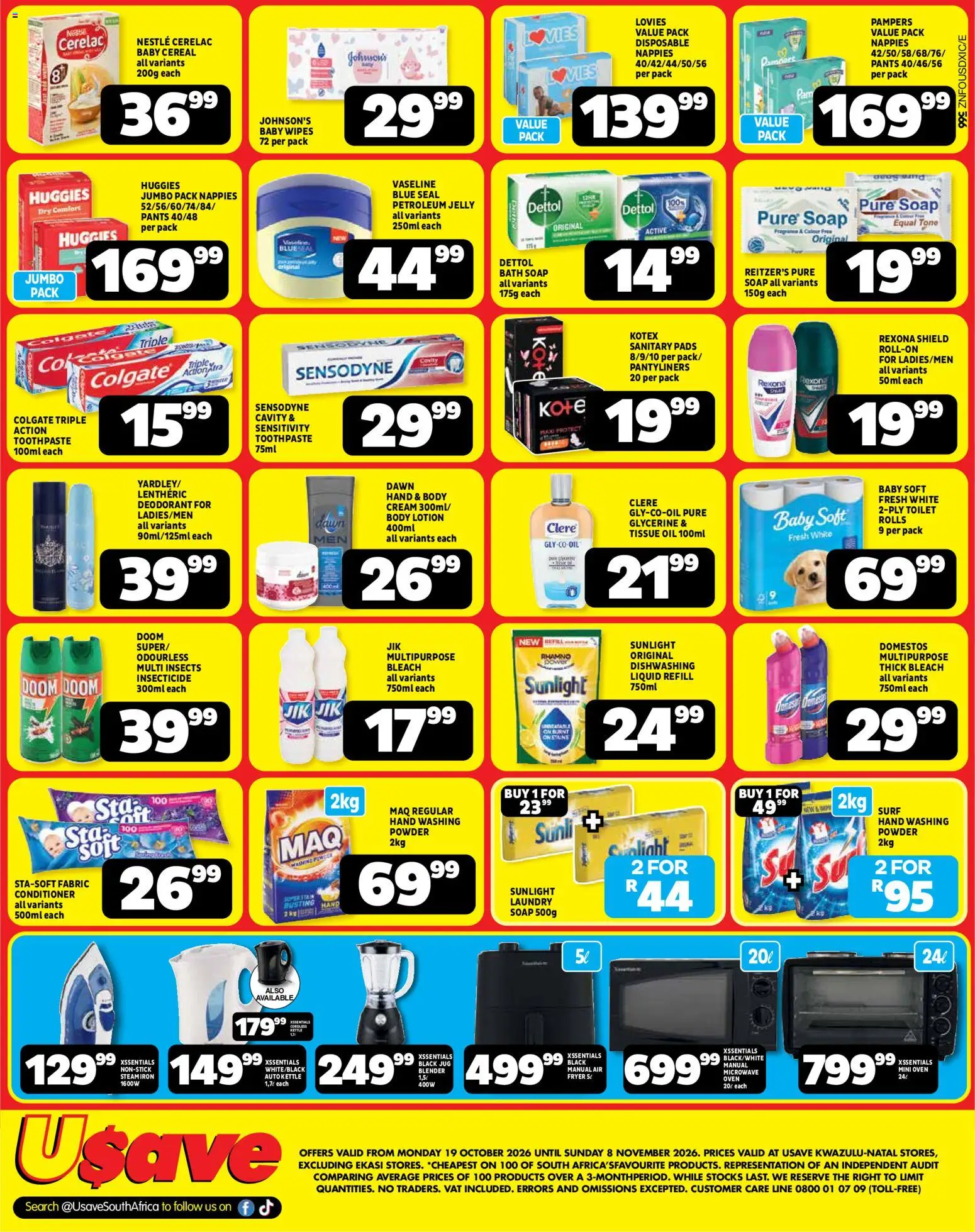 New Usave catalogue – valid from 19/10/2026 | Page: 4 | Products: Pants, Conditioner, Body cream, Deodorant