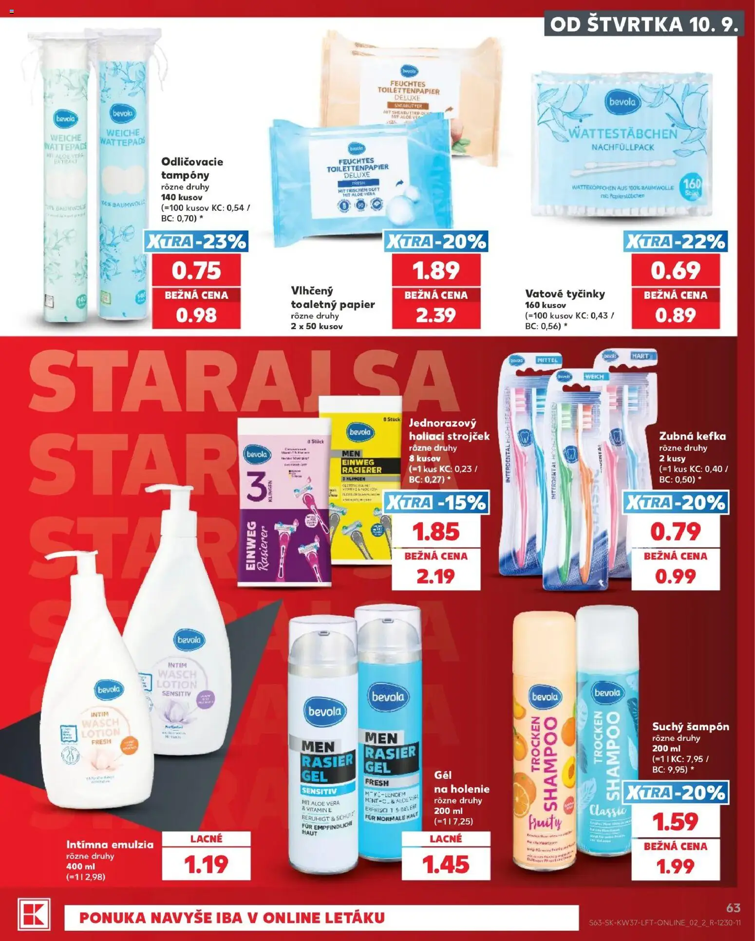 Nové Kaufland akcie – leták je platný od 10.09.2026 | Strana: 63 | Produkty: Zubná kefka, Strojček, Holiaci strojček, Aloe Vera