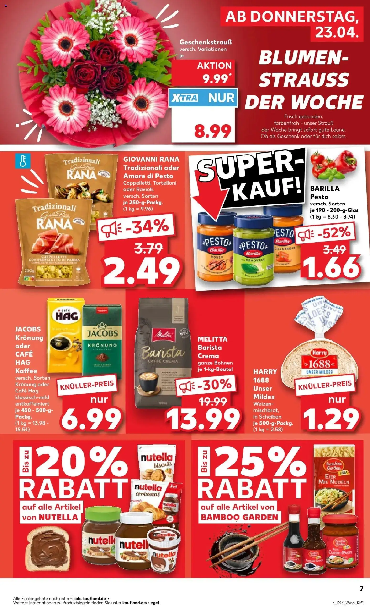 Kaufland Prospekt Ettlingen	 – gültig ab 20.04.2026 | Seite: 19 | Produkte: Barilla, Kaffee, Blumen, Nudeln
