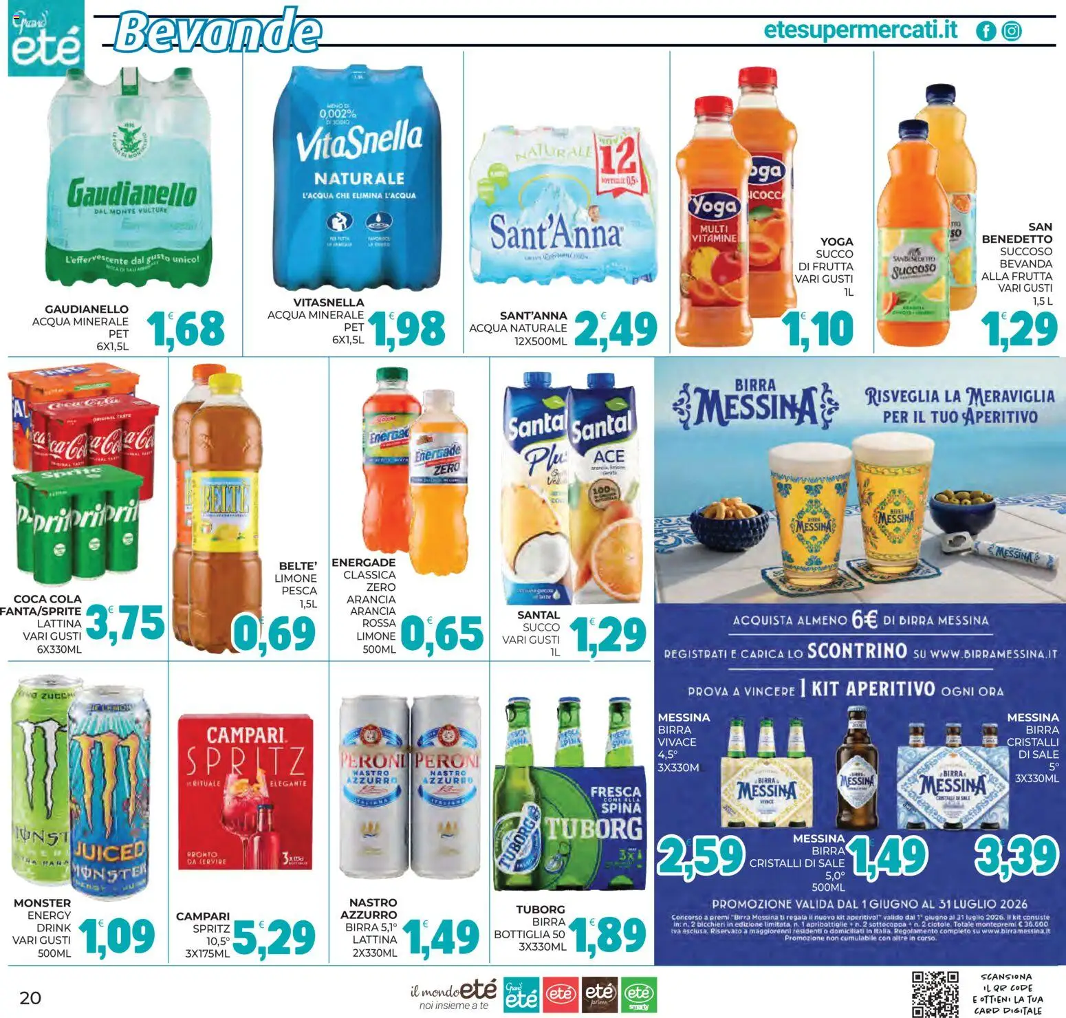 Volantino Eté del 03/07/2026 | Pagina: 20 | Prodotti: Tè, Pesca, Birra messina, Bottiglia