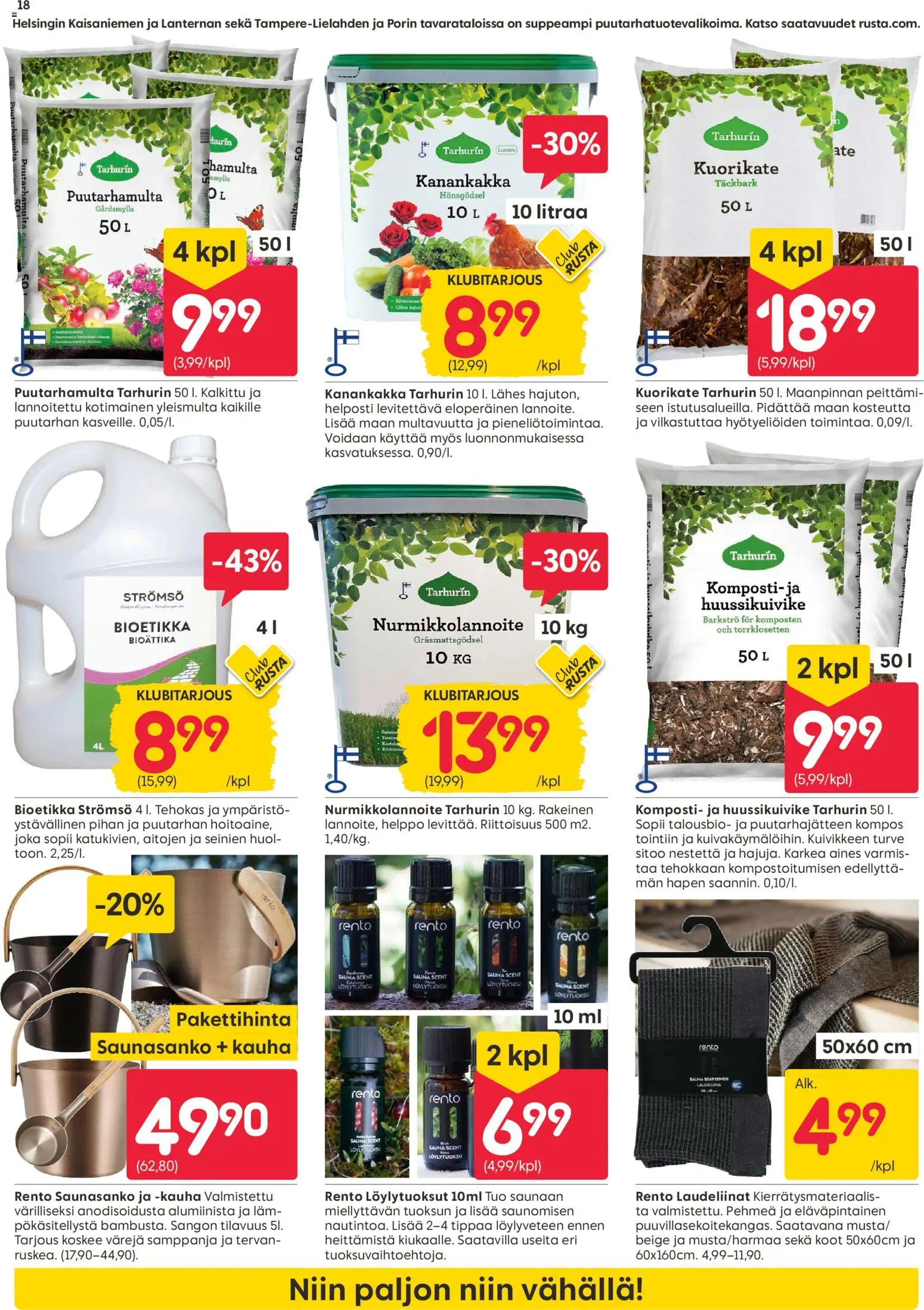 Rusta tarjoukset – voimassa 01.06.2026 alkaen | Sivu: 18 | Tuotteet: Samppanja, Komposti, Turve