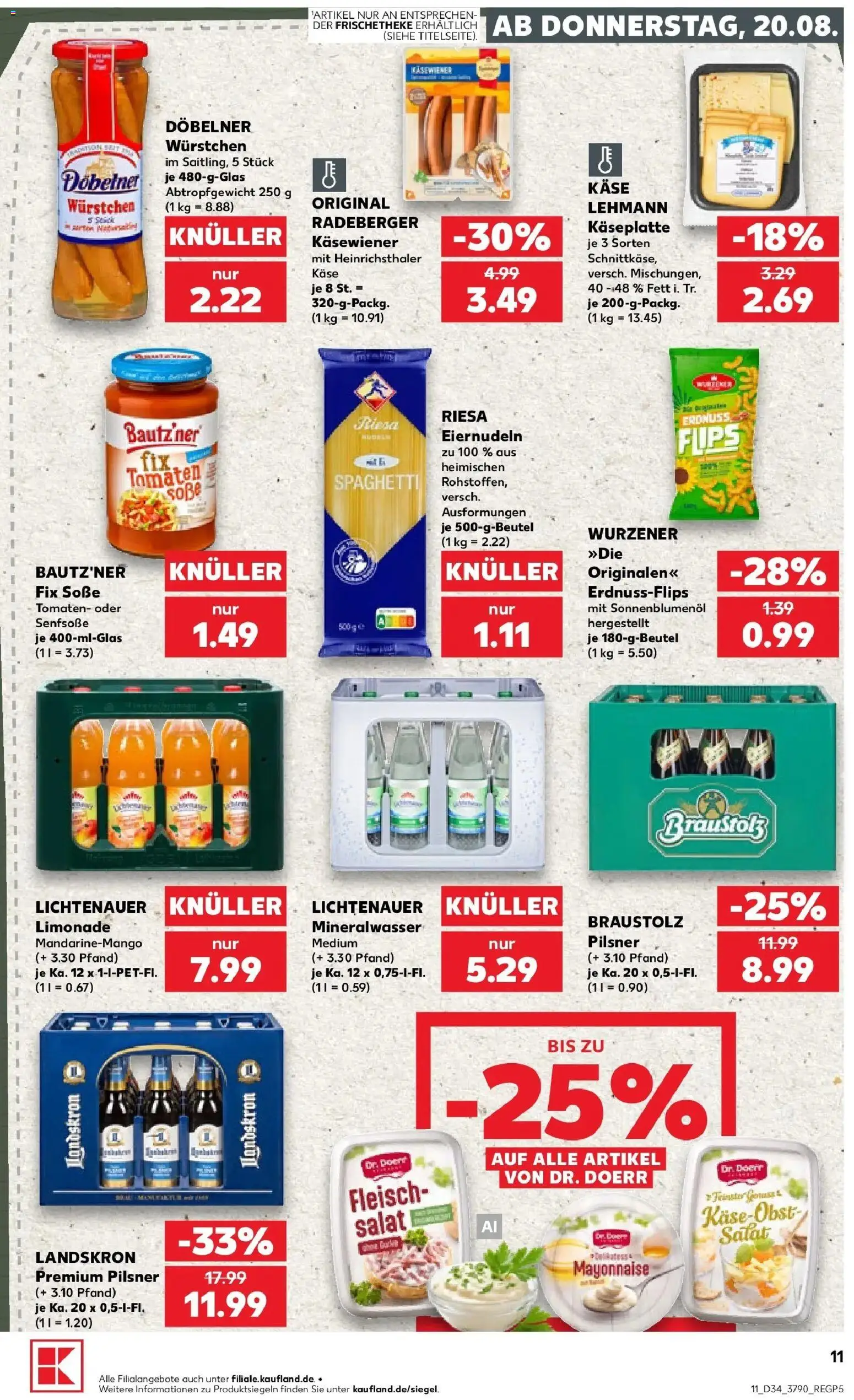 Kaufland Prospekt Zwönitz – gültig ab 17.08.2026 | Seite: 22 | Produkte: Käse, Tomaten, Mineralwasser, Mayonnaise