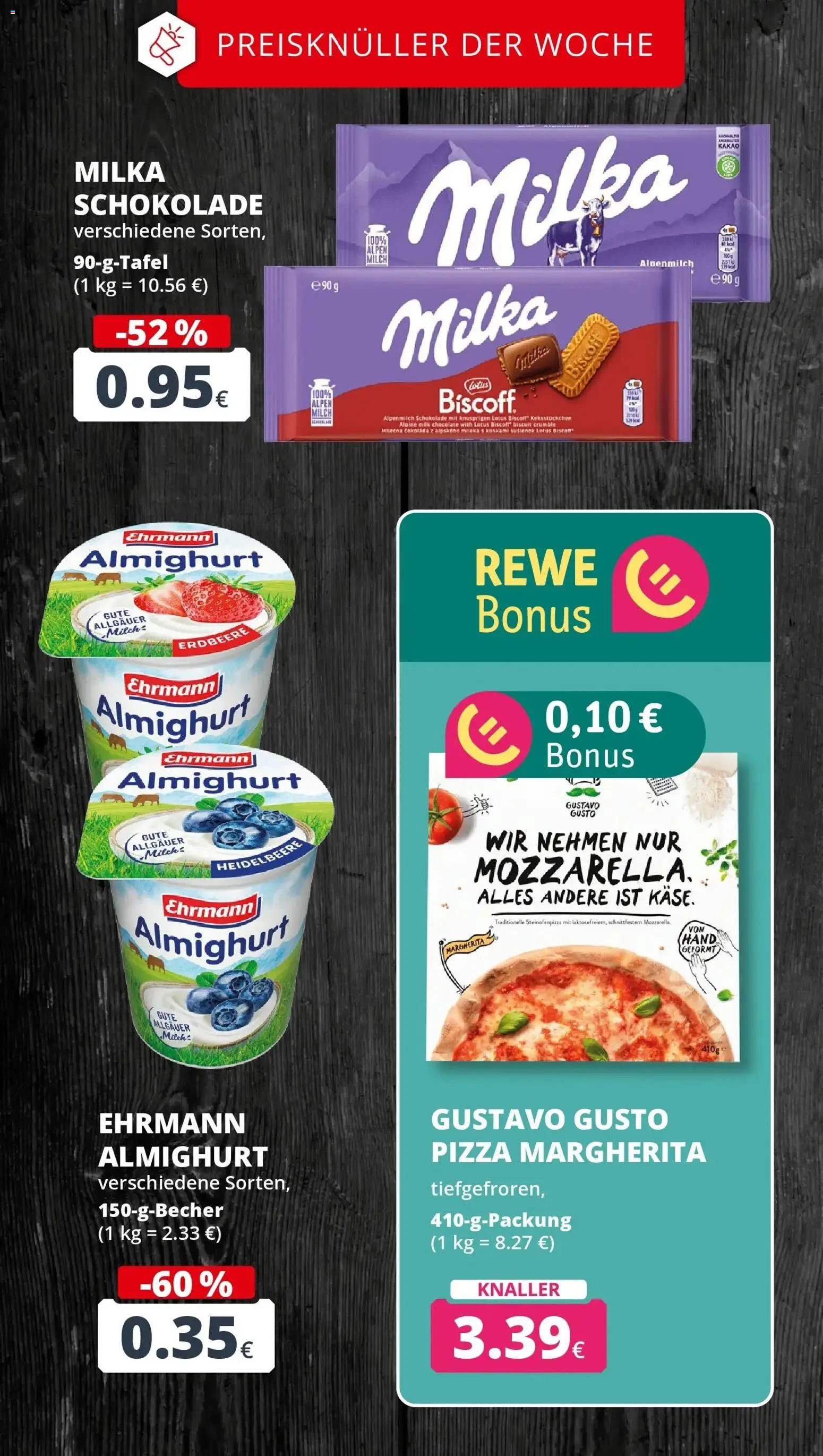 REWE Prospekt ab 17.08.2026 zum Blättern » Angebote | Seite: 3 | Produkte: Ehrmann almighurt, Schokolade, Milka schokolade, Pizza