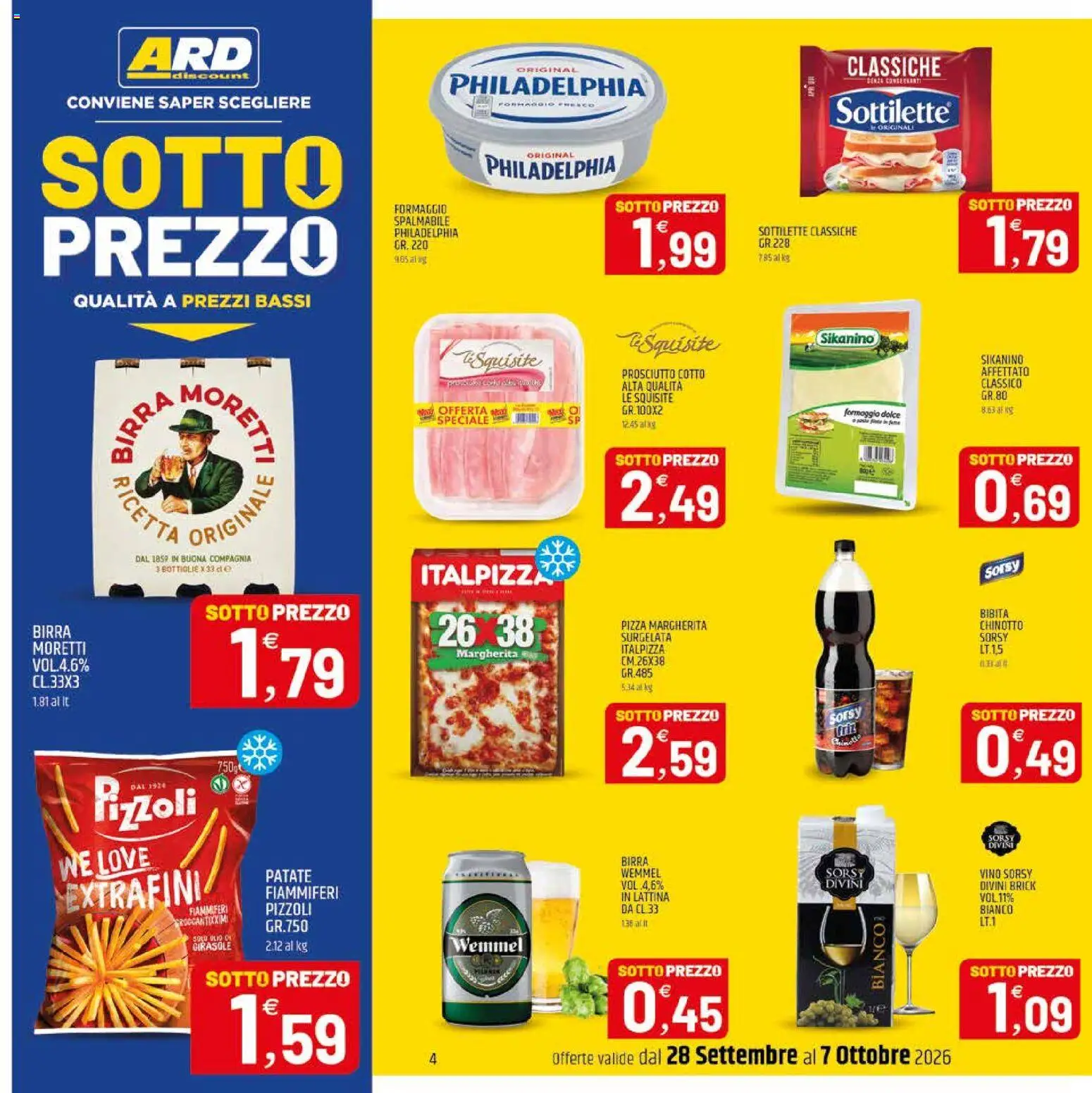 Volantino ARD Discount del 28/09/2026 | Pagina: 4 | Prodotti: Tè, Chinotto, Formaggio, Vino